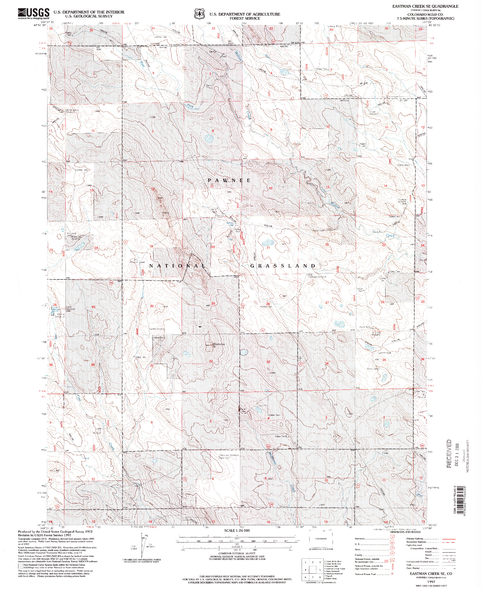 USGS 1:24000-SCALE QUADRANGLE FOR EASTMAN CREEK SE, CO 1997