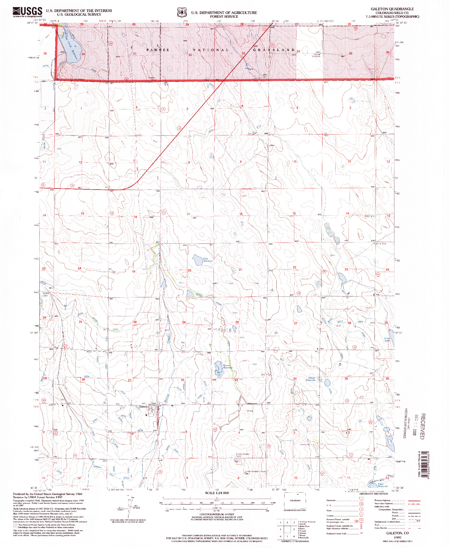 USGS 1:24000-SCALE QUADRANGLE FOR GALETON, CO 1997