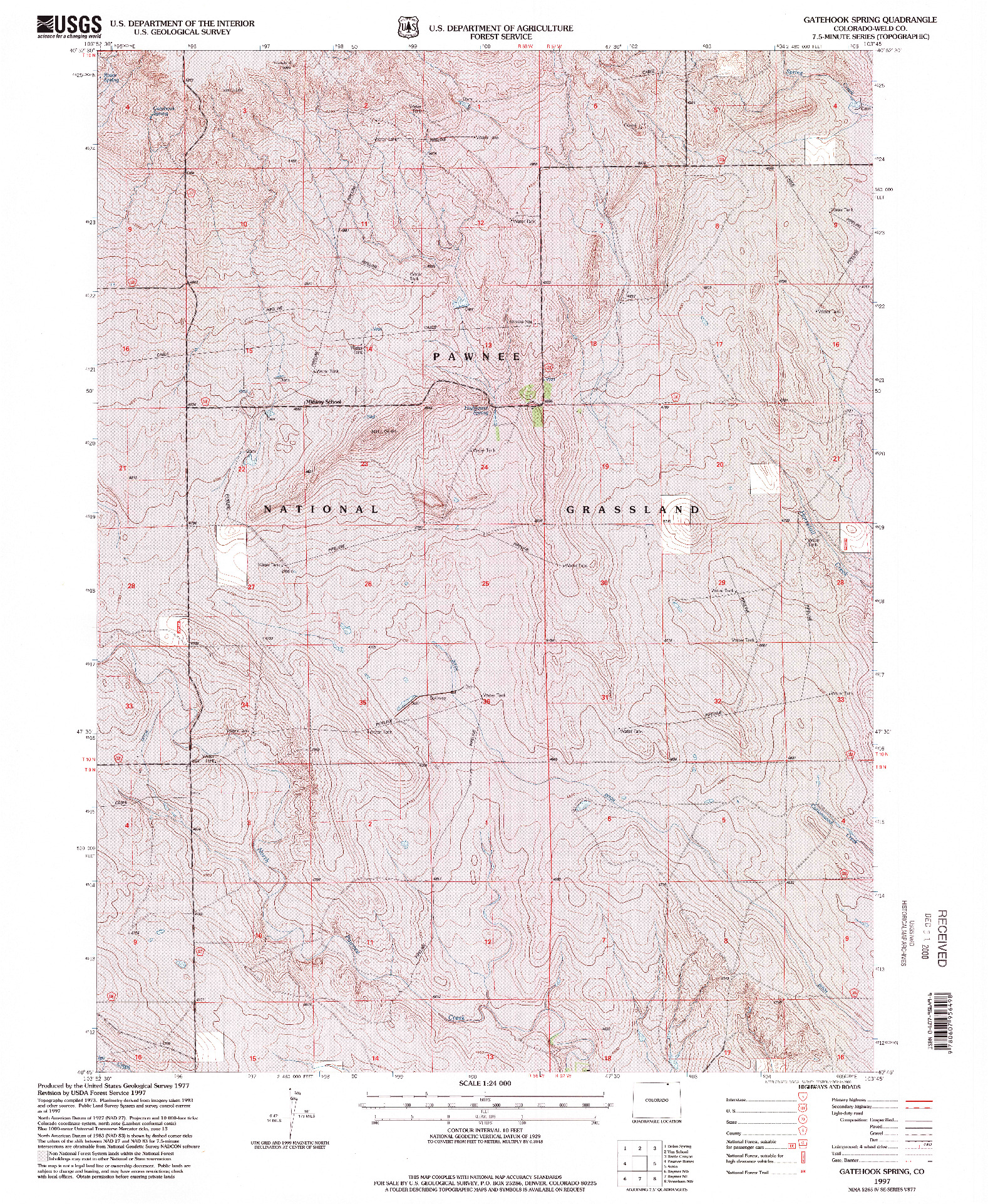 USGS 1:24000-SCALE QUADRANGLE FOR GATEHOOK SPRING, CO 1997