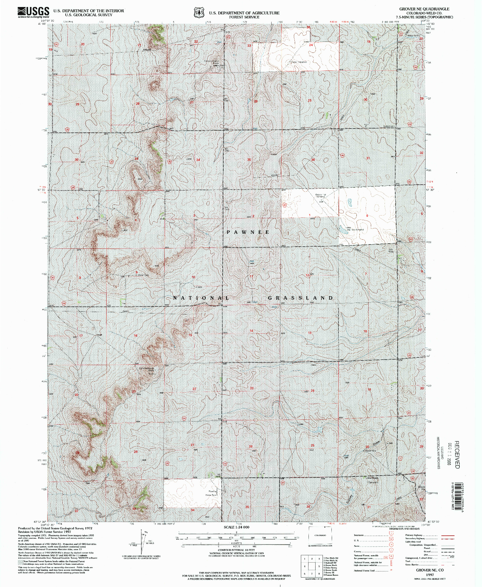 USGS 1:24000-SCALE QUADRANGLE FOR GROVER NE, CO 1997