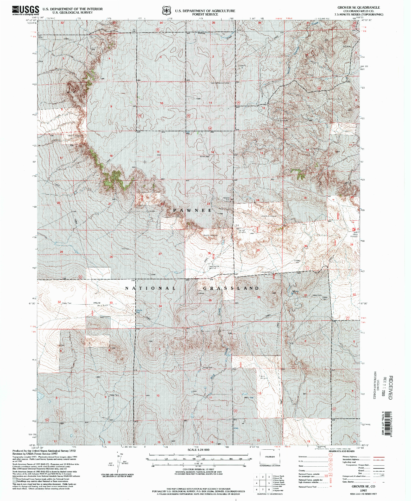 USGS 1:24000-SCALE QUADRANGLE FOR GROVER SE, CO 1997