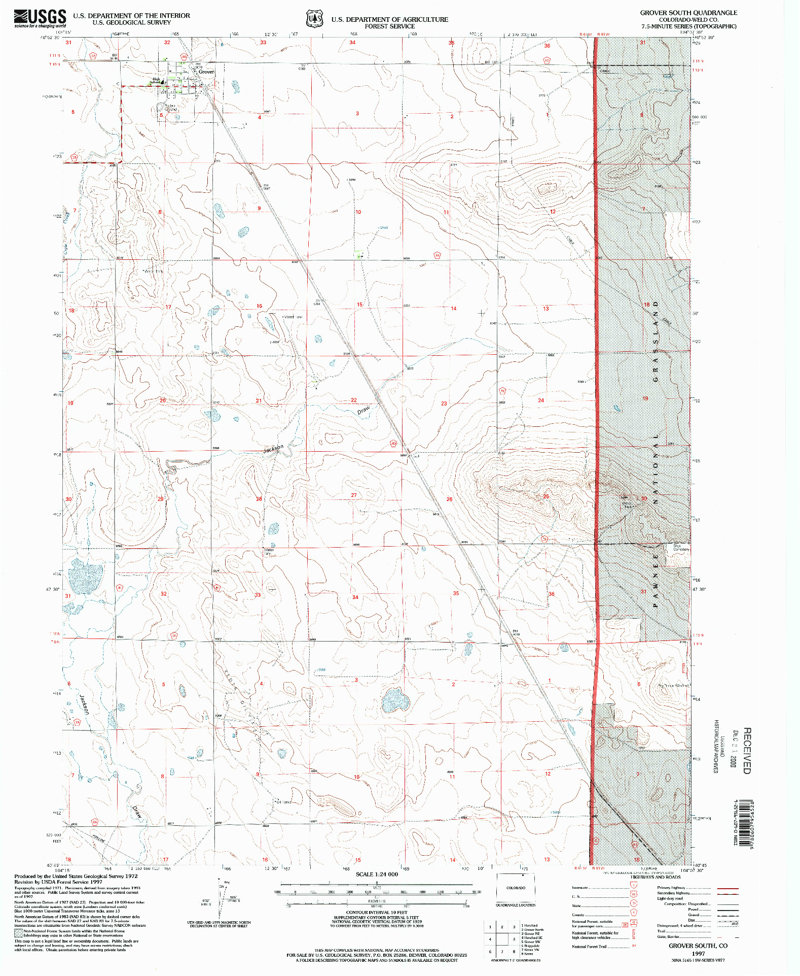 USGS 1:24000-SCALE QUADRANGLE FOR GROVER SOUTH, CO 1997