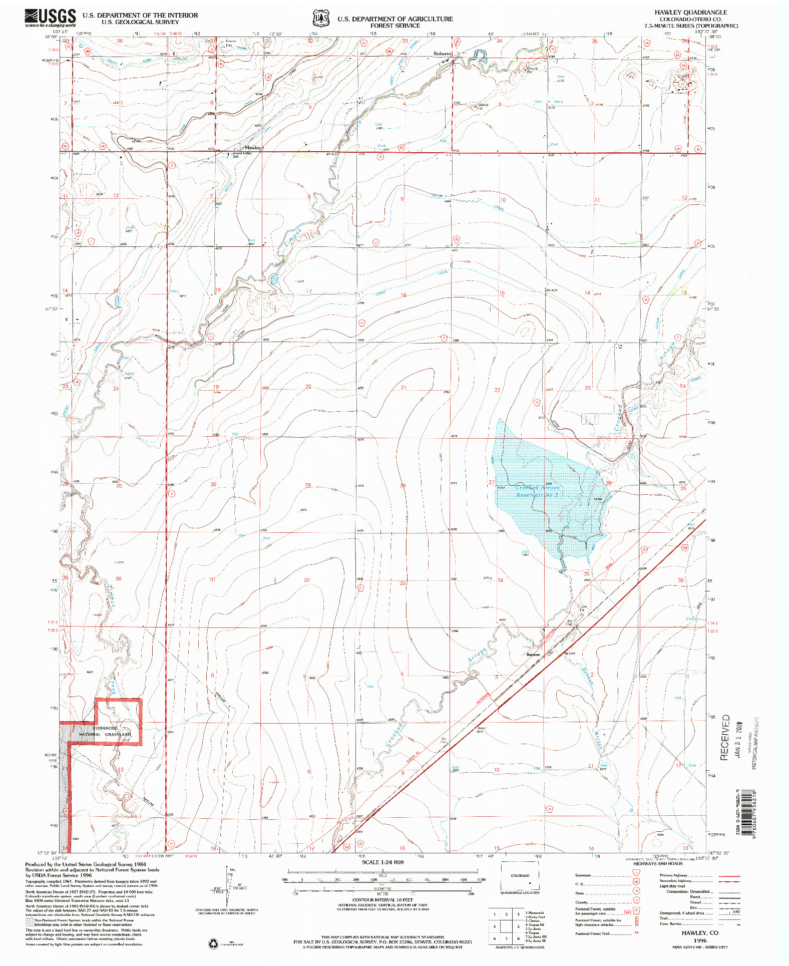 USGS 1:24000-SCALE QUADRANGLE FOR HAWLEY, CO 1996