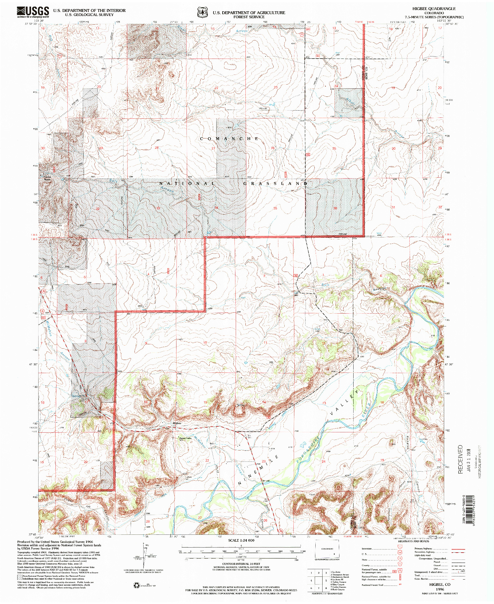 USGS 1:24000-SCALE QUADRANGLE FOR HIGBEE, CO 1996