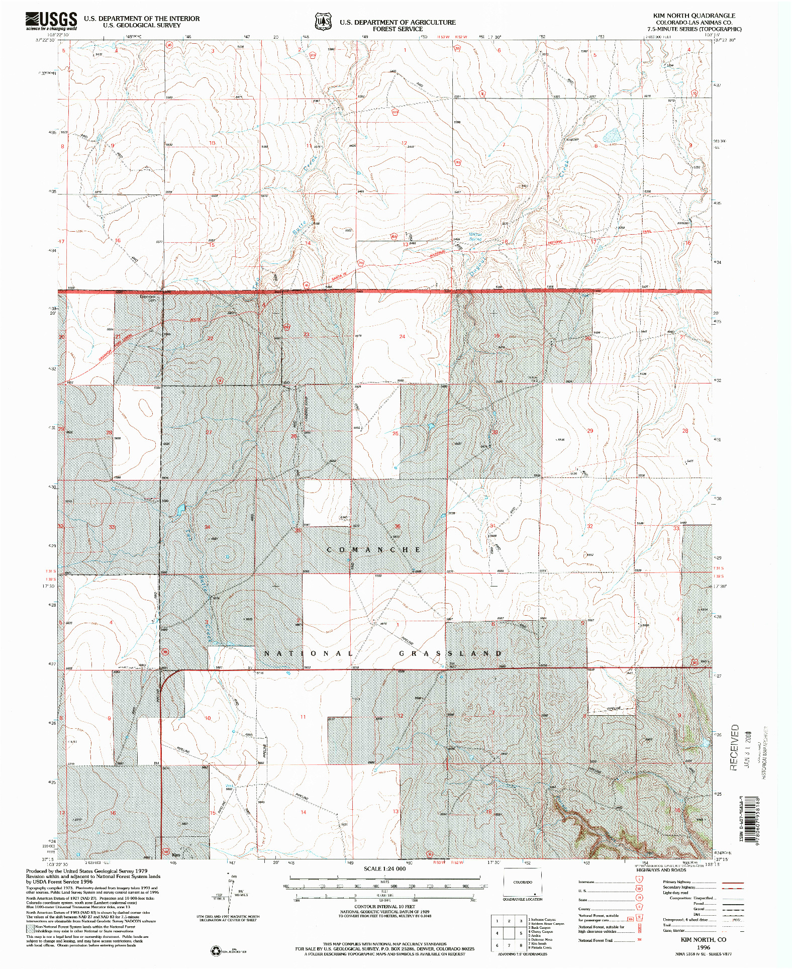 USGS 1:24000-SCALE QUADRANGLE FOR KIM NORTH, CO 1996