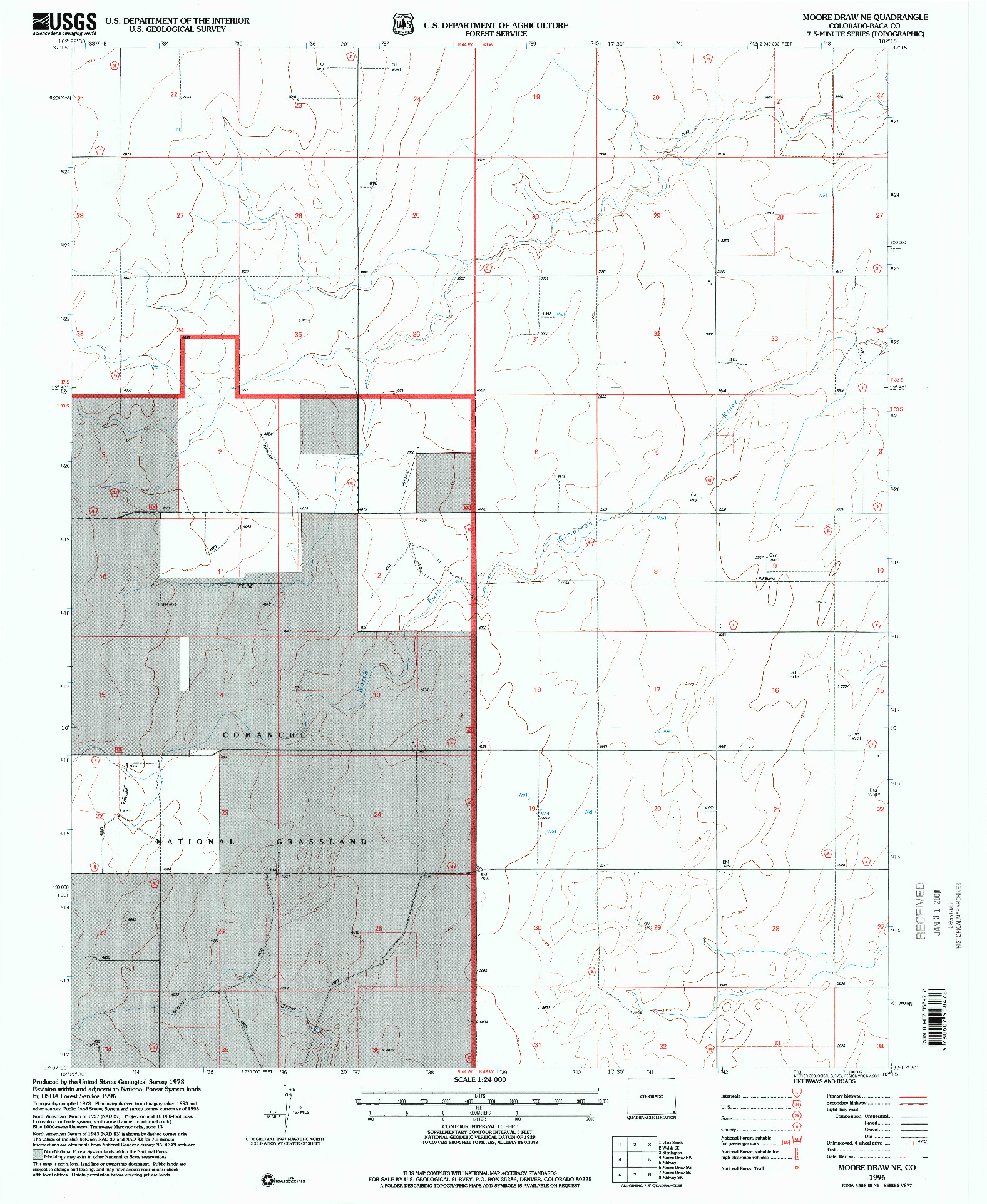 USGS 1:24000-SCALE QUADRANGLE FOR MOORE DRAW NE, CO 1996