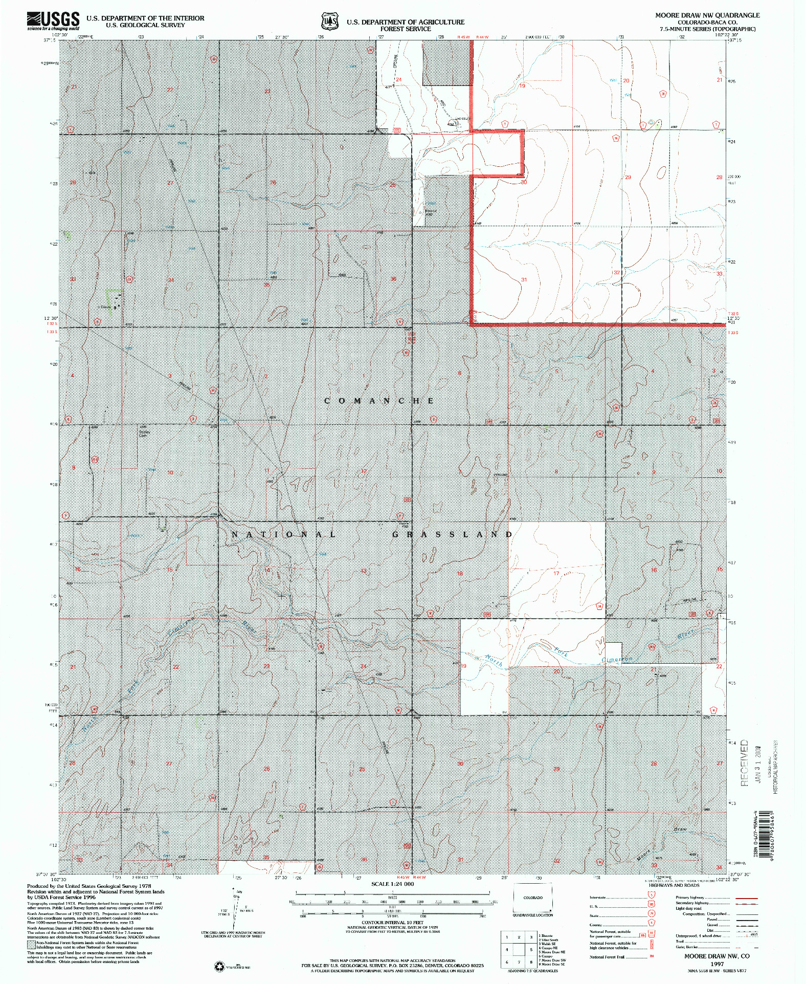 USGS 1:24000-SCALE QUADRANGLE FOR MOORE DRAW NW, CO 1997