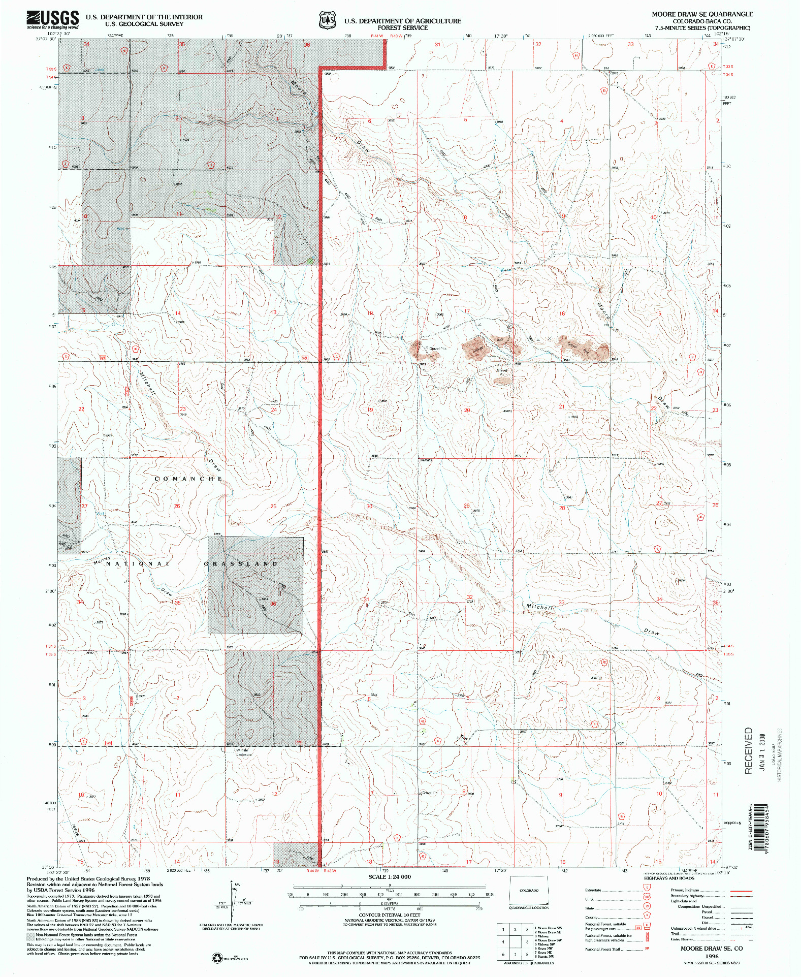 USGS 1:24000-SCALE QUADRANGLE FOR MOORE DRAW SE, CO 1996