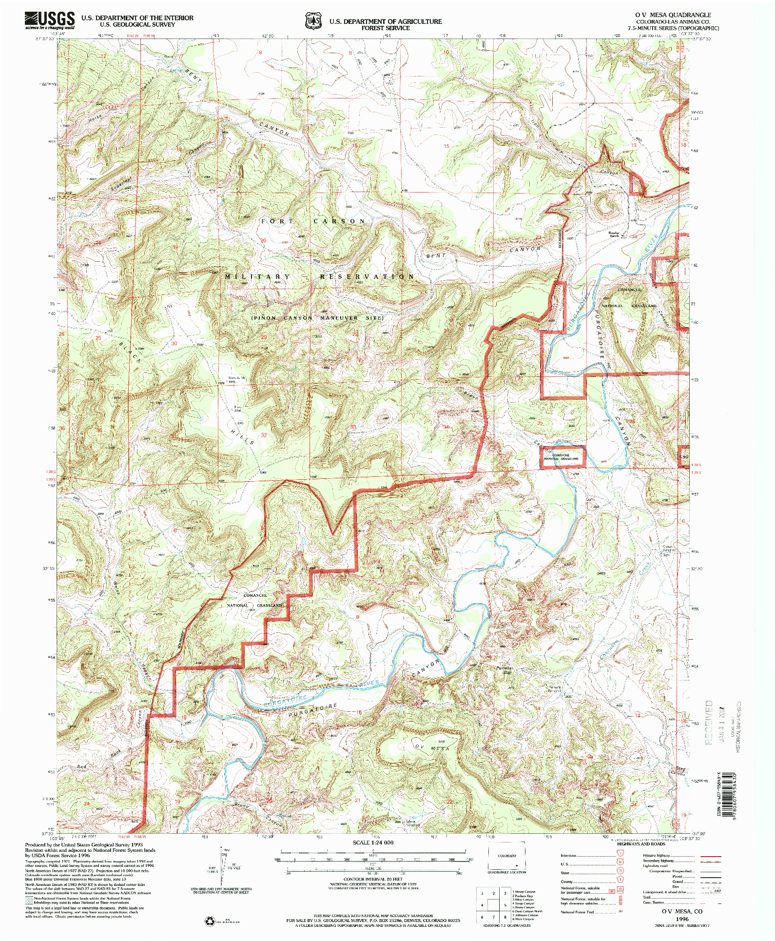 USGS 1:24000-SCALE QUADRANGLE FOR O V MESA, CO 1996