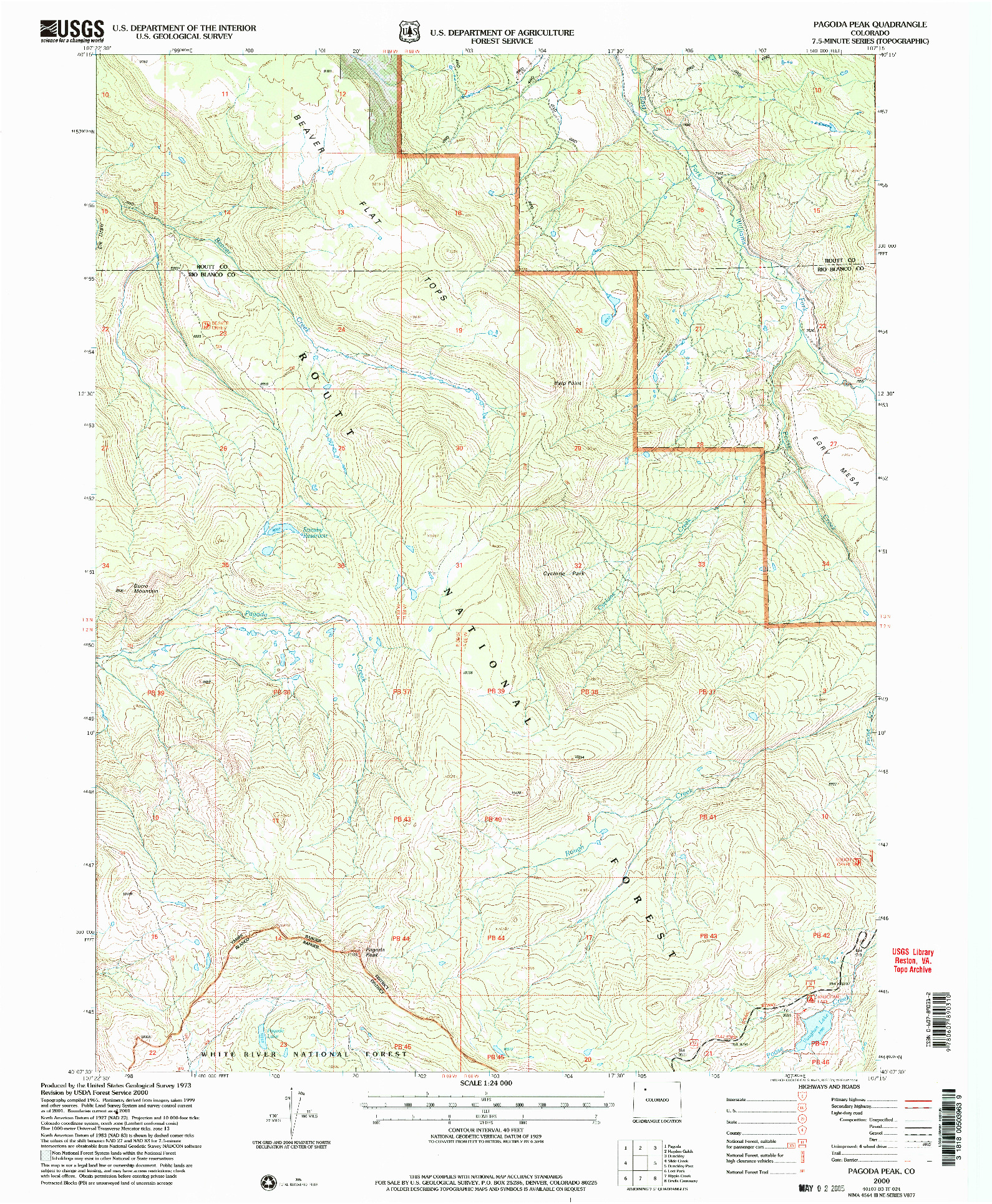 USGS 1:24000-SCALE QUADRANGLE FOR PAGODA PEAK, CO 2000
