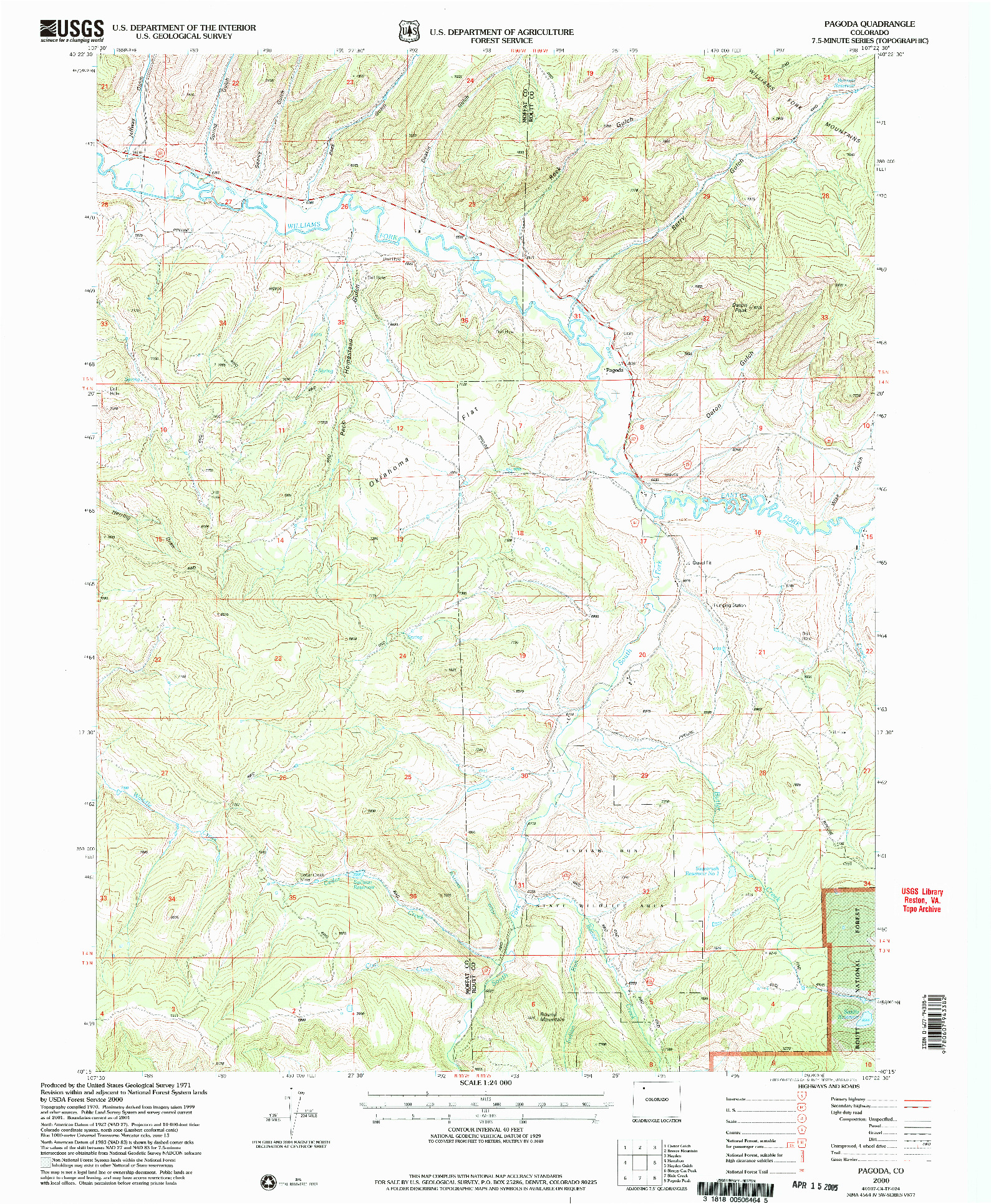USGS 1:24000-SCALE QUADRANGLE FOR PAGODA, CO 2000
