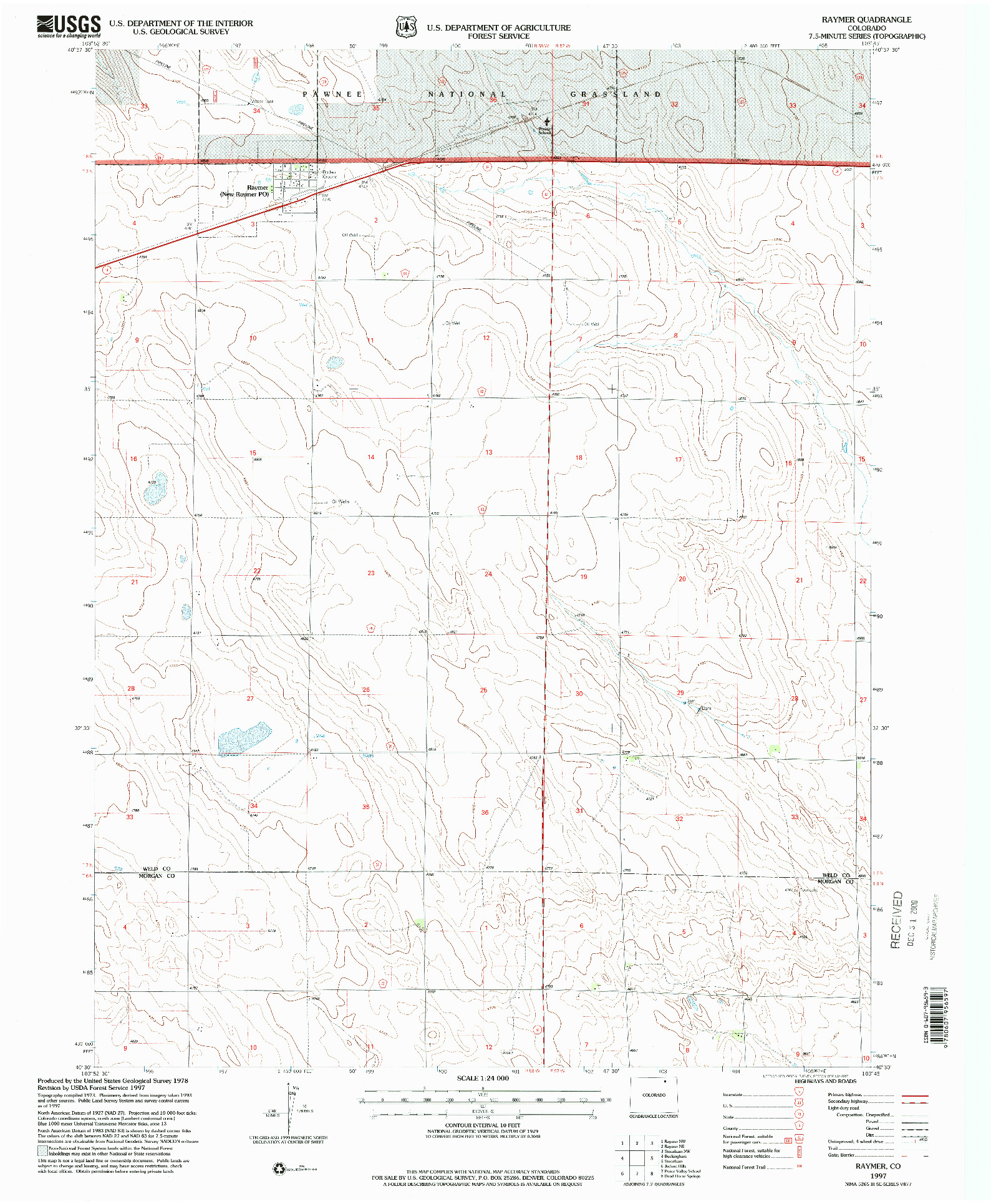 USGS 1:24000-SCALE QUADRANGLE FOR RAYMER, CO 1997