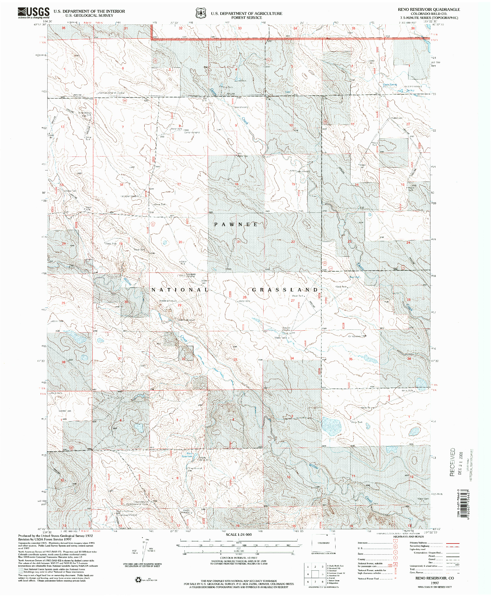 USGS 1:24000-SCALE QUADRANGLE FOR RENO RESERVOIR, CO 1997