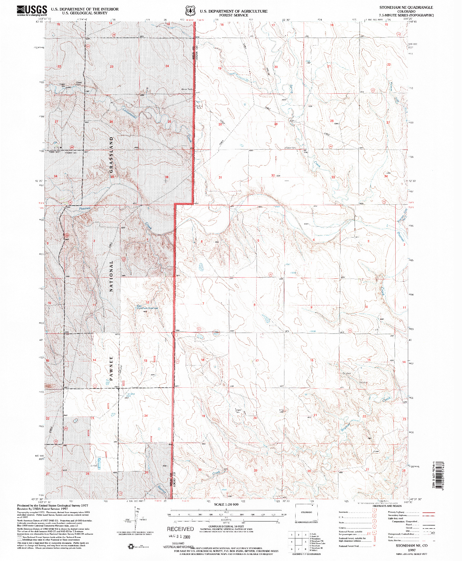 USGS 1:24000-SCALE QUADRANGLE FOR STONEHAM NE, CO 1997