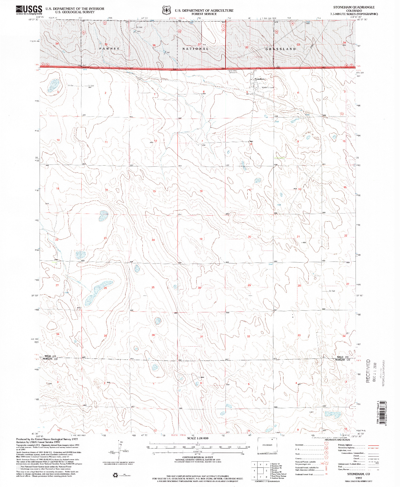 USGS 1:24000-SCALE QUADRANGLE FOR STONEHAM, CO 1997