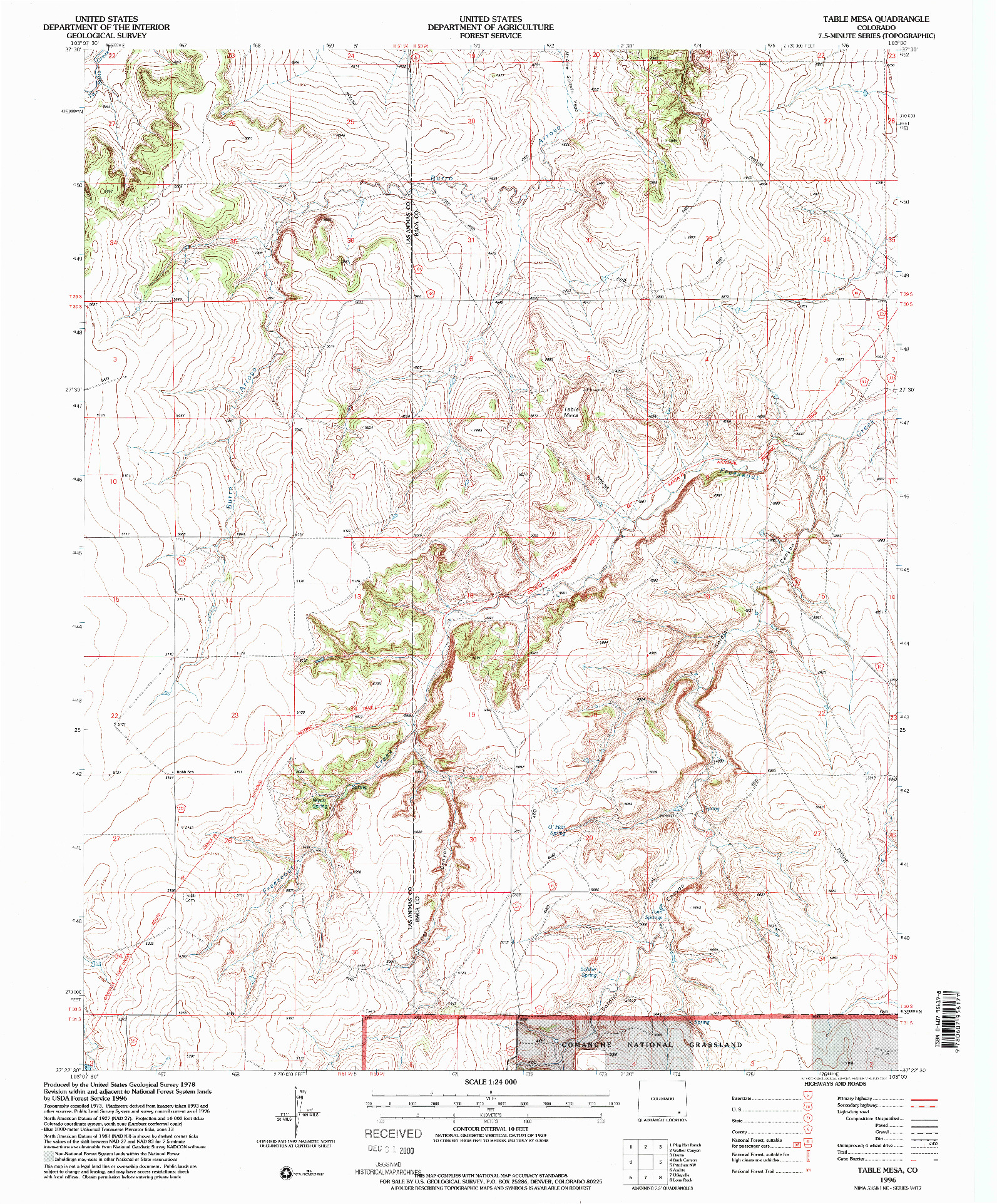 USGS 1:24000-SCALE QUADRANGLE FOR TABLE MESA, CO 1996