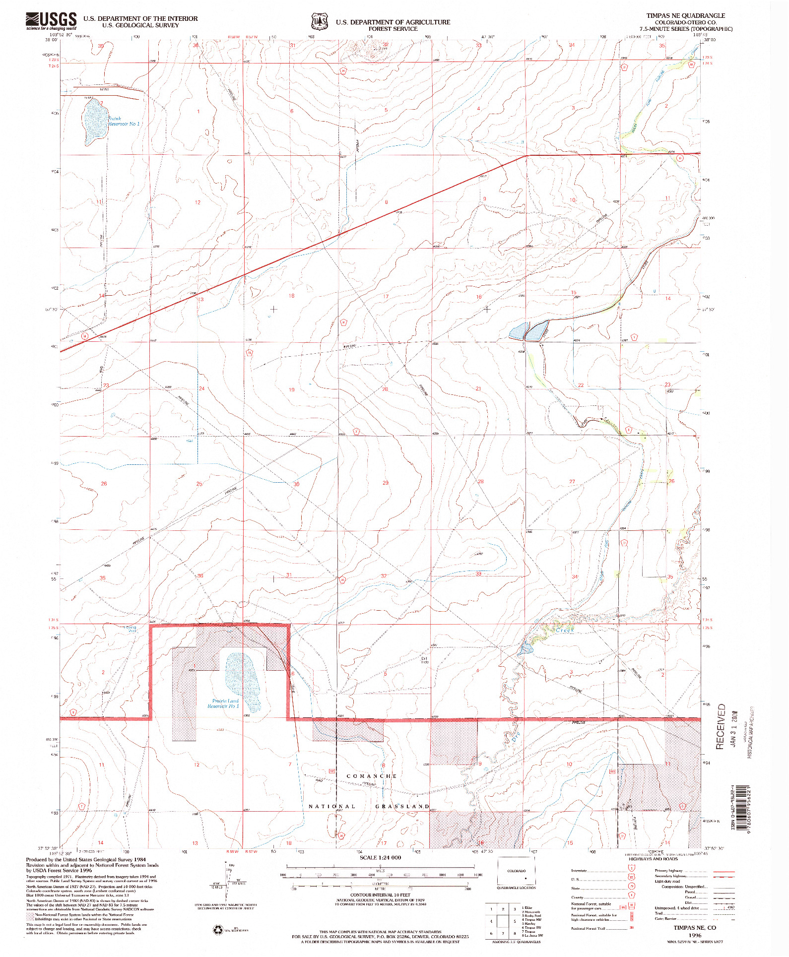 USGS 1:24000-SCALE QUADRANGLE FOR TIMPAS NE, CO 1996