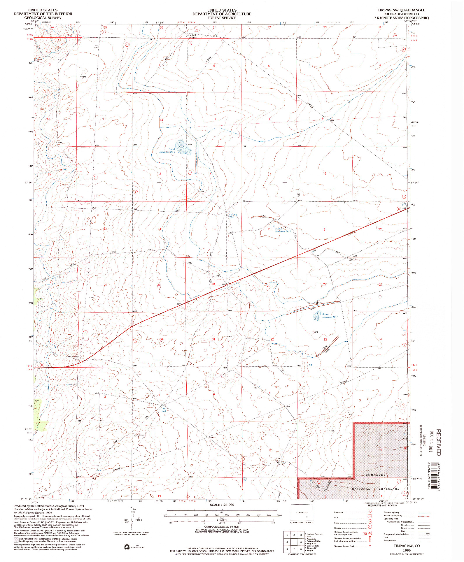 USGS 1:24000-SCALE QUADRANGLE FOR TIMPAS NW, CO 1996