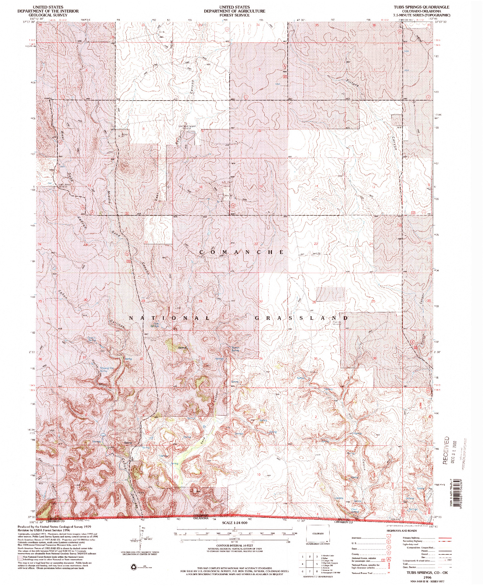 USGS 1:24000-SCALE QUADRANGLE FOR TUBS SPRINGS, CO 1996