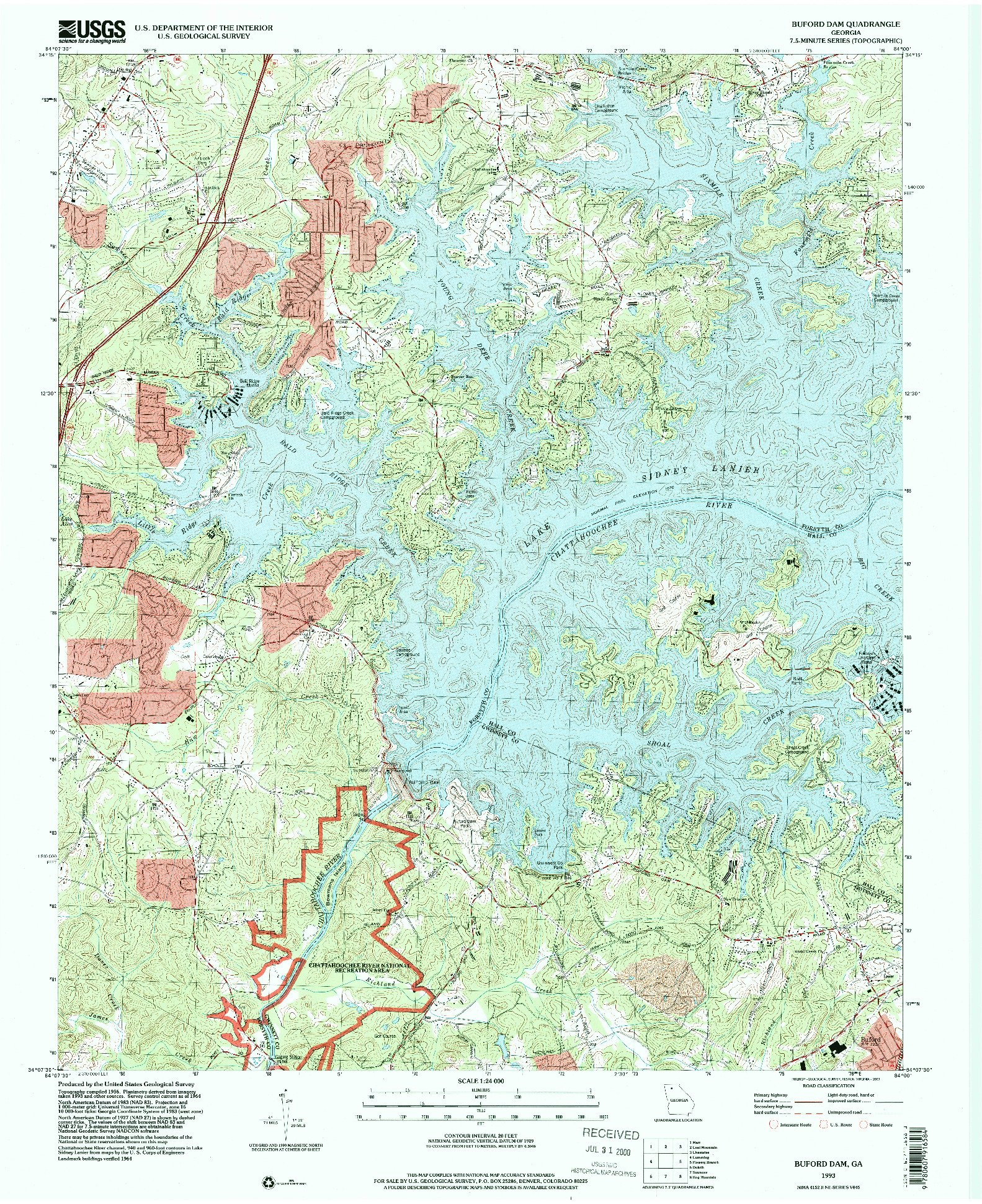 USGS 1:24000-SCALE QUADRANGLE FOR BUFORD DAM, GA 1993