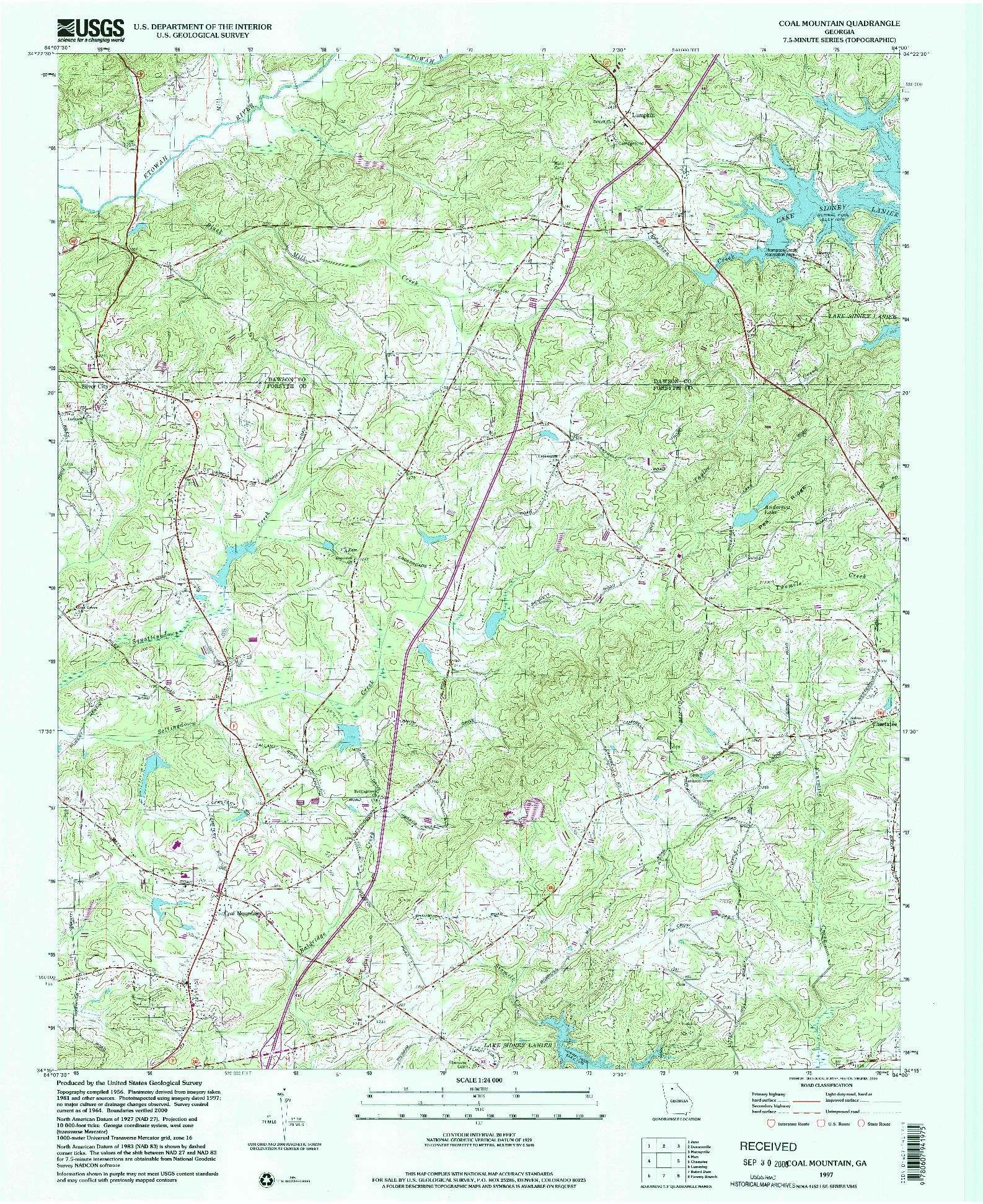 USGS 1:24000-SCALE QUADRANGLE FOR COAL MOUNTAIN, GA 1997