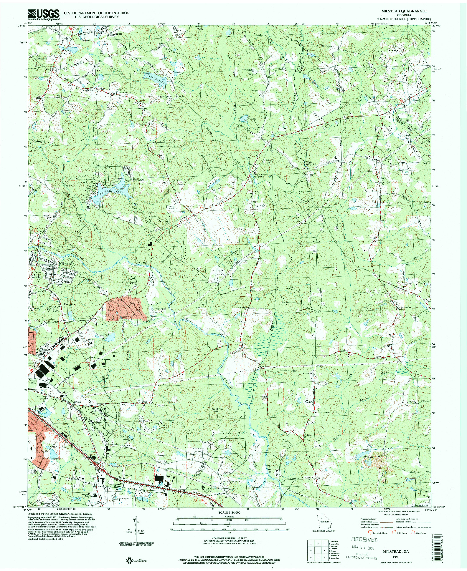 USGS 1:24000-SCALE QUADRANGLE FOR MILSTEAD, GA 1993