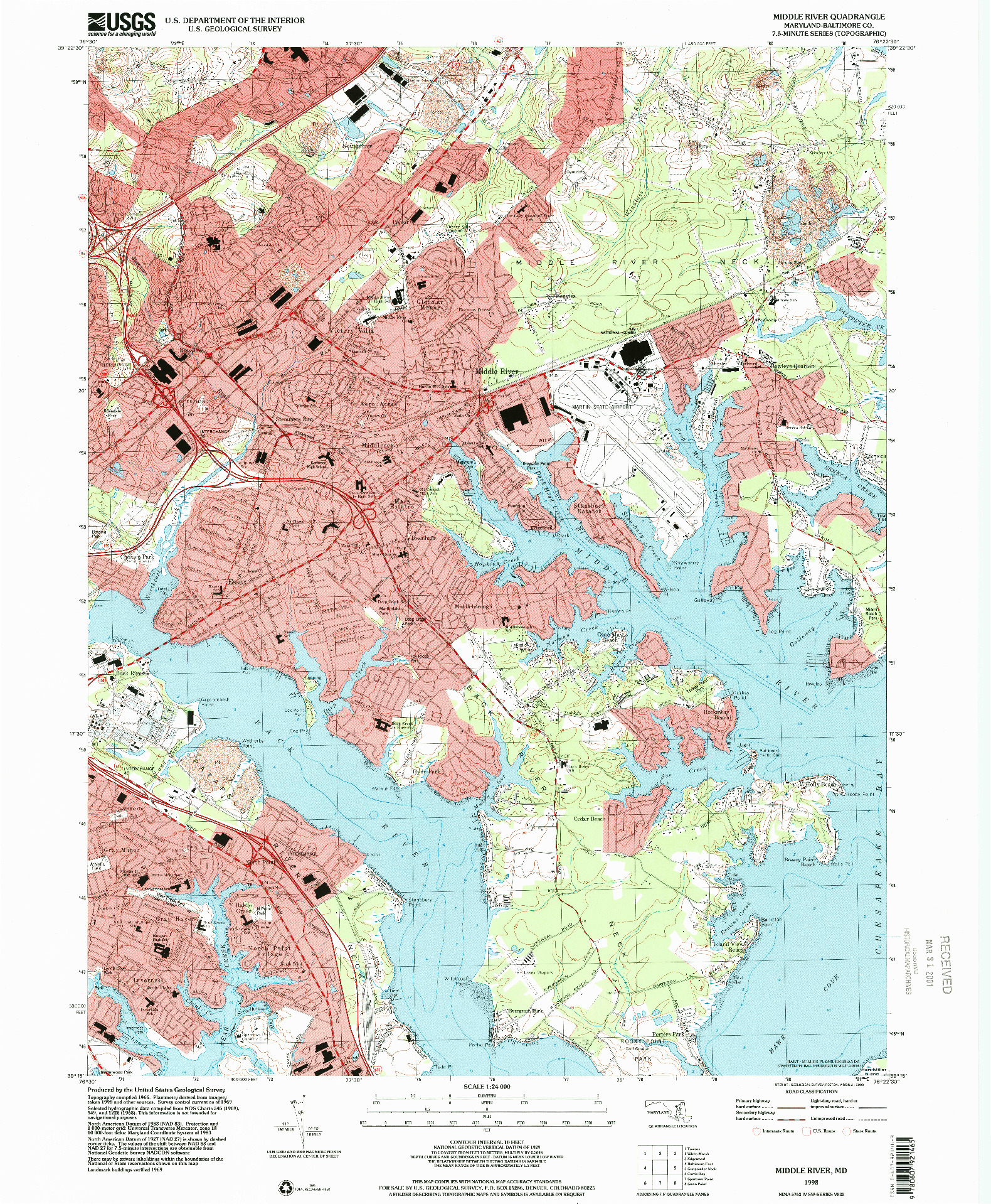 USGS 1:24000-SCALE QUADRANGLE FOR MIDDLE RIVER, MD 1998