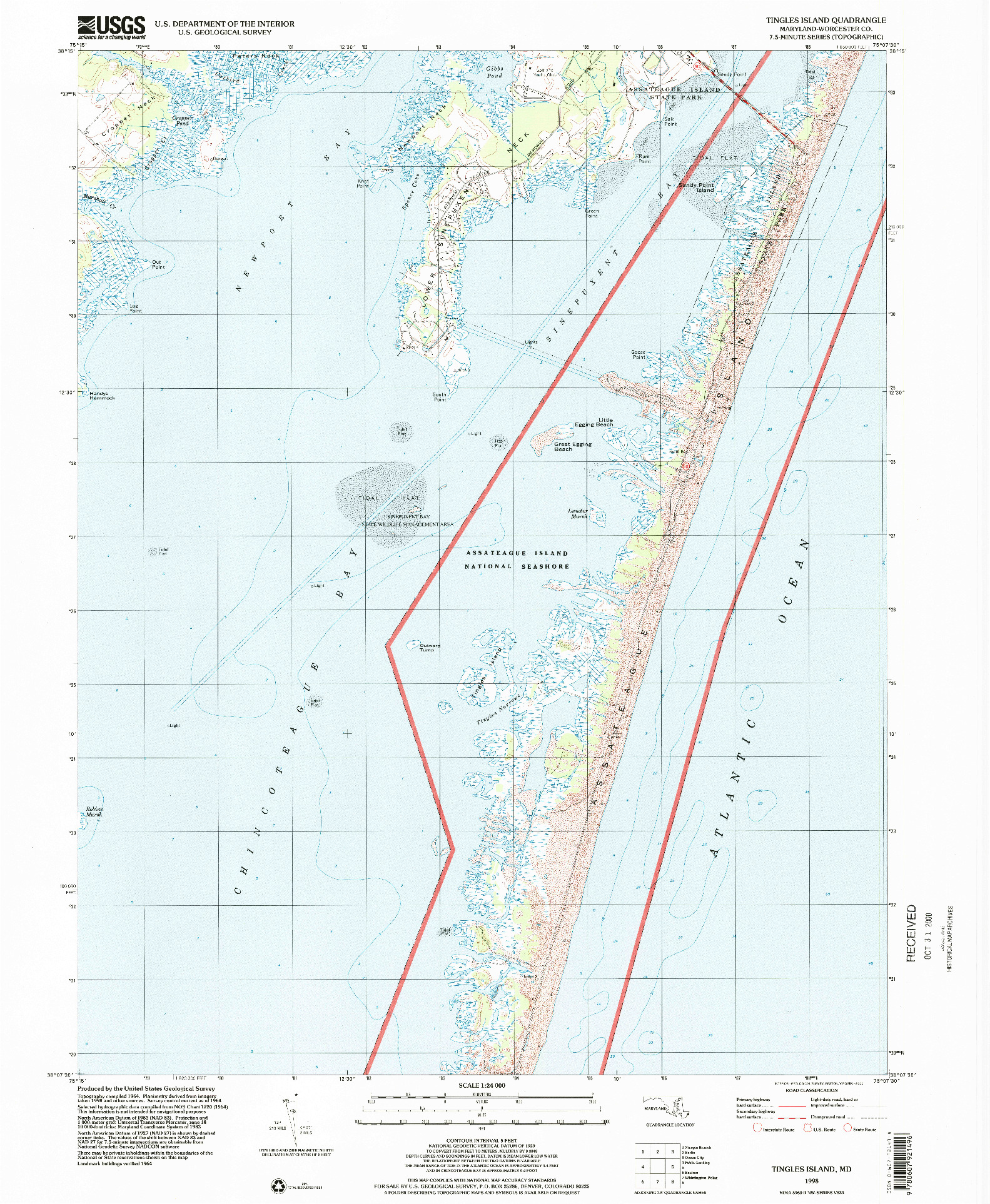 USGS 1:24000-SCALE QUADRANGLE FOR TINGLES ISLAND, MD 1998