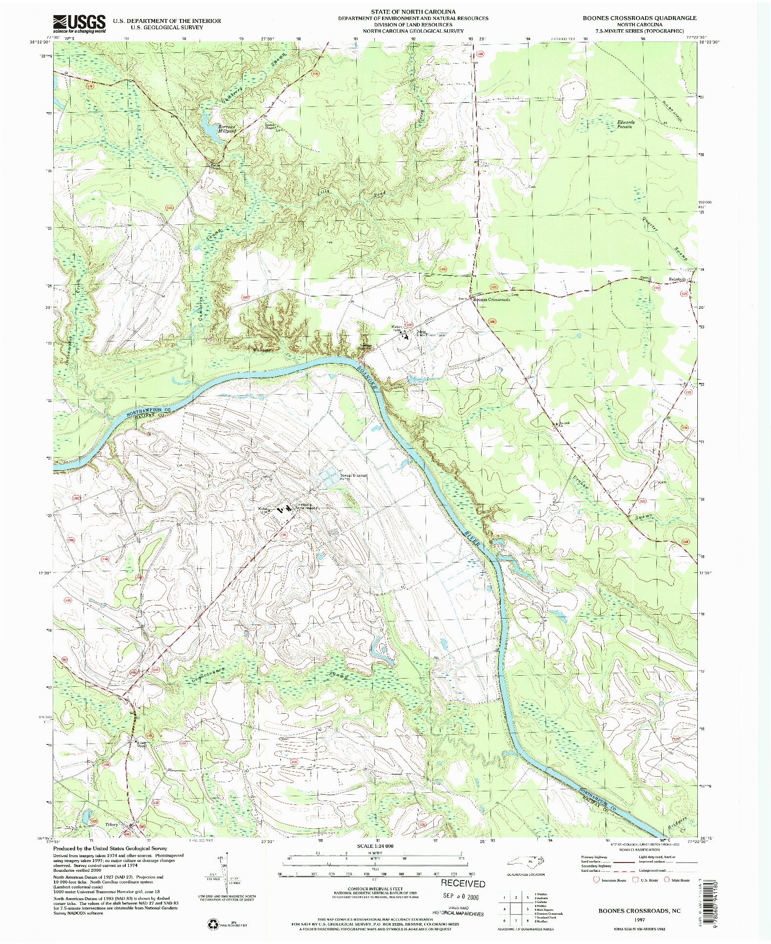 USGS 1:24000-SCALE QUADRANGLE FOR BOONES CROSSROADS, NC 1997