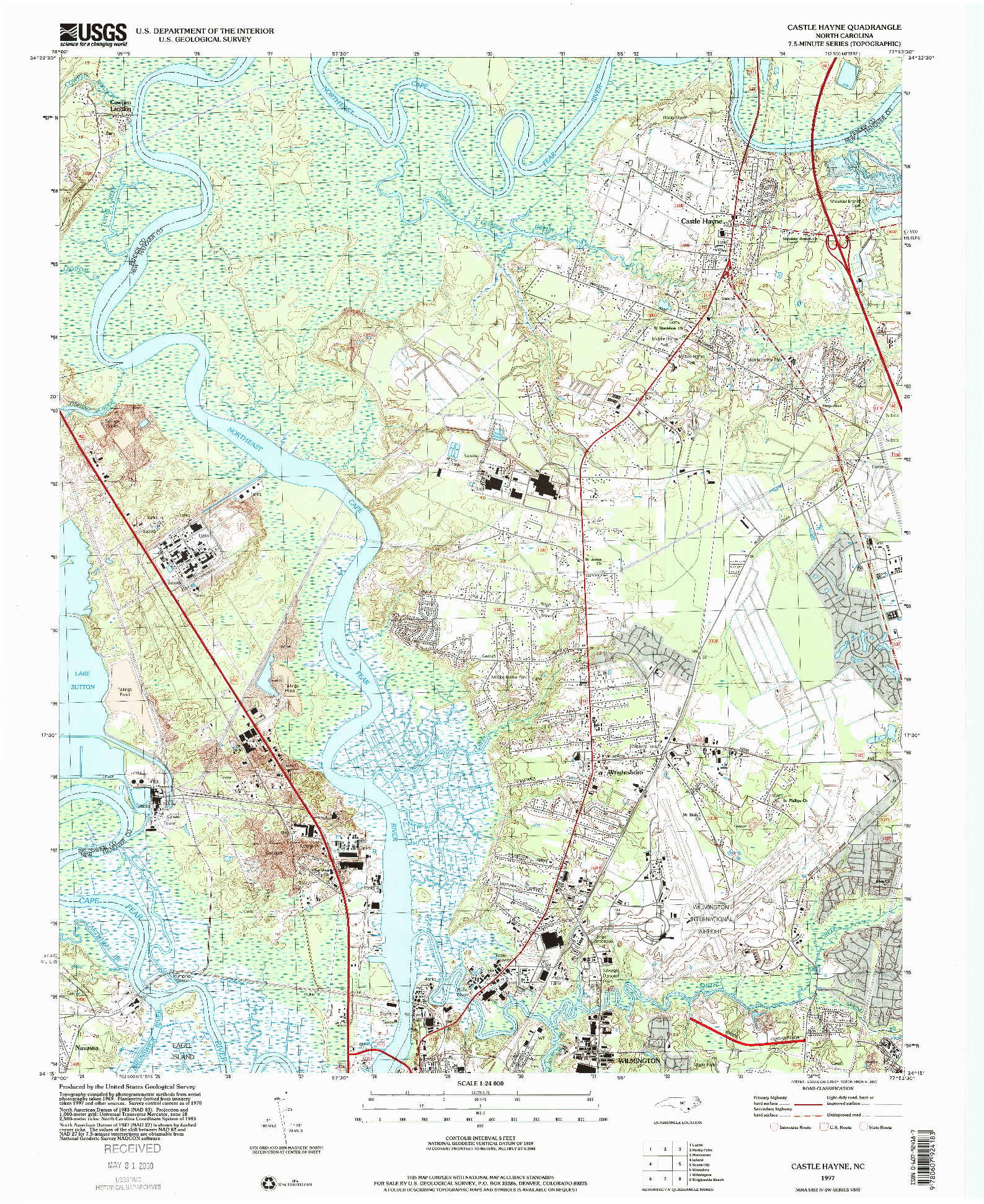 USGS 1:24000-SCALE QUADRANGLE FOR CASTLE HAYNE, NC 1997