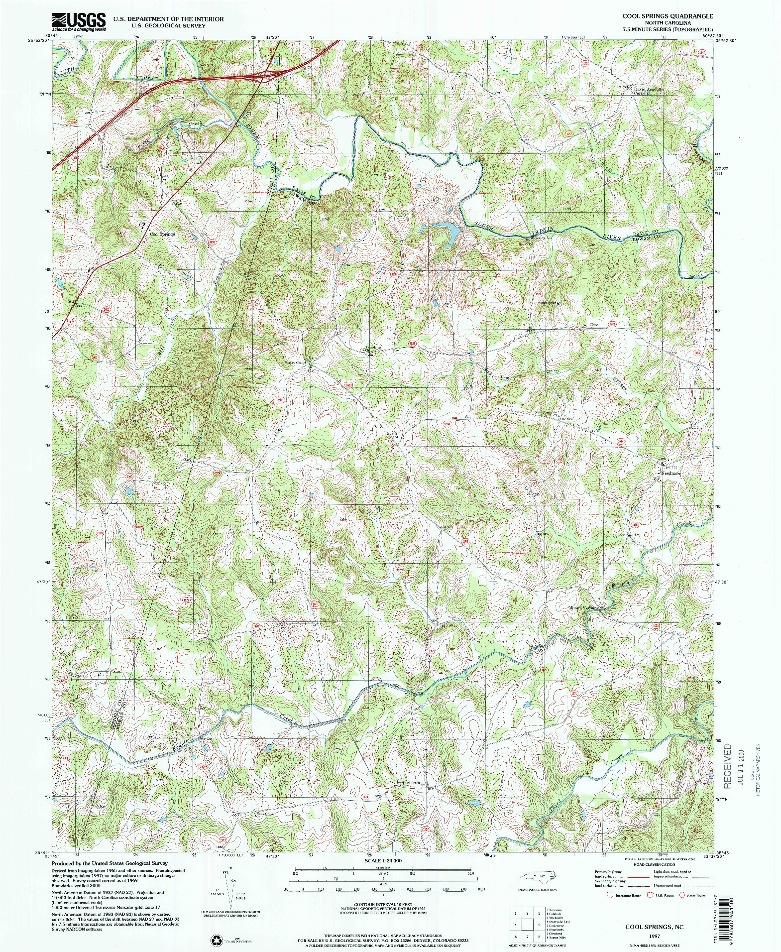 USGS 1:24000-SCALE QUADRANGLE FOR COOL SPRINGS, NC 1997