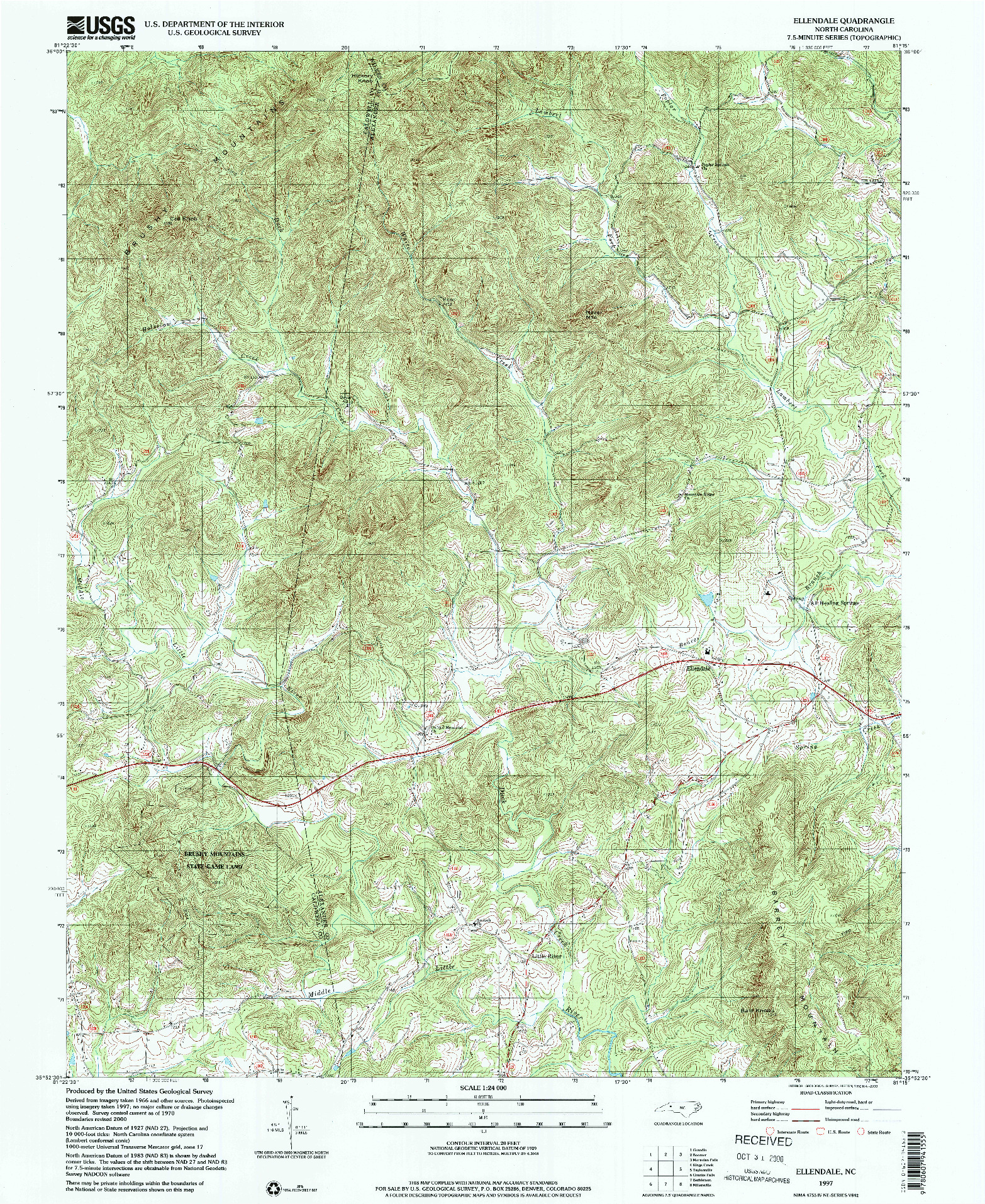 USGS 1:24000-SCALE QUADRANGLE FOR ELLENDALE, NC 1997