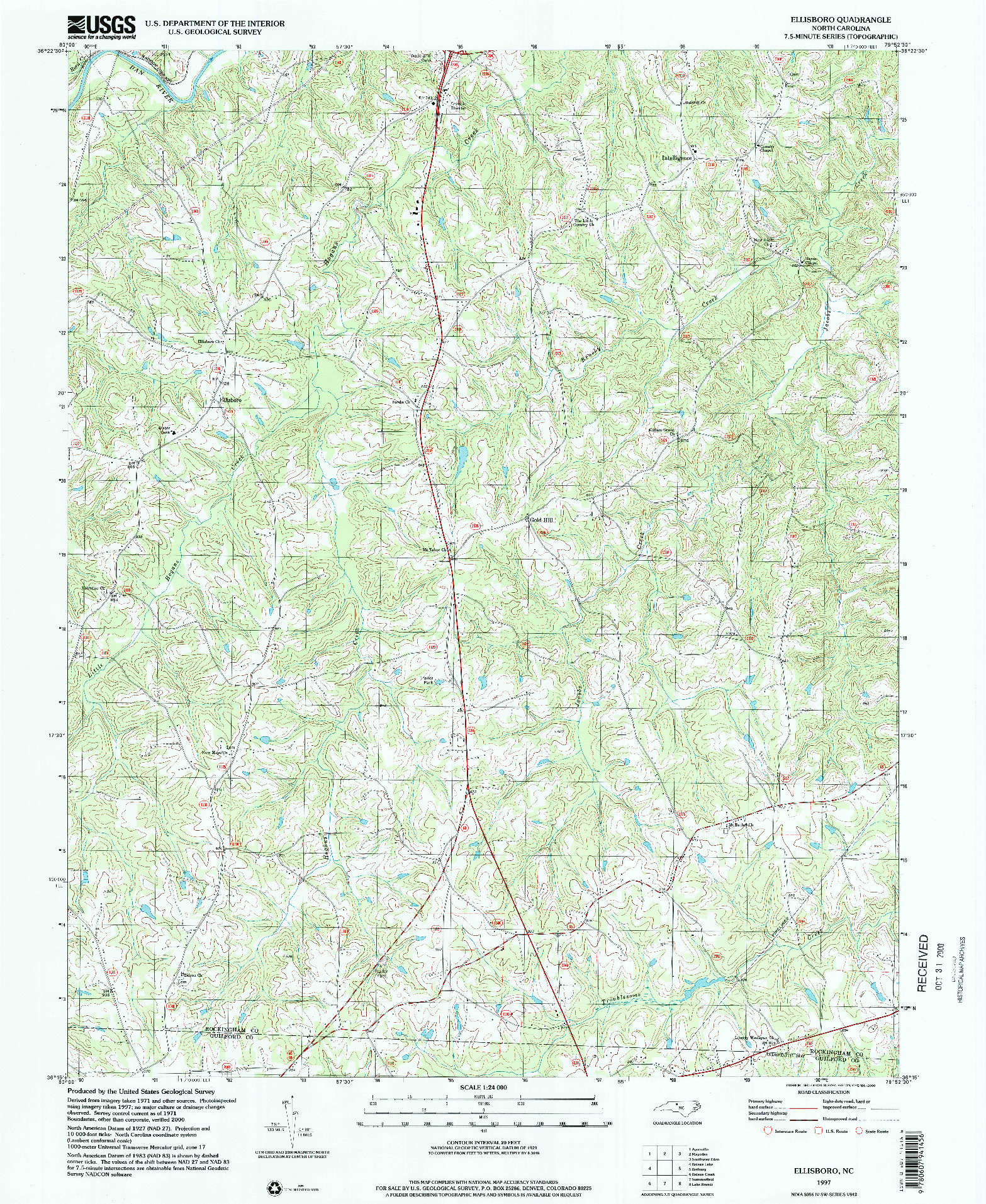 USGS 1:24000-SCALE QUADRANGLE FOR ELLISBORO, NC 1997