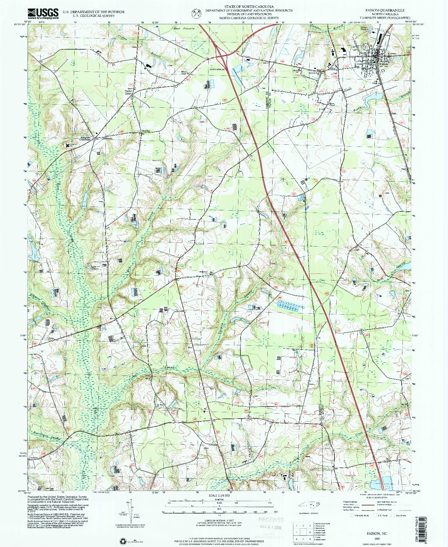 USGS 1:24000-SCALE QUADRANGLE FOR FAISON, NC 1997
