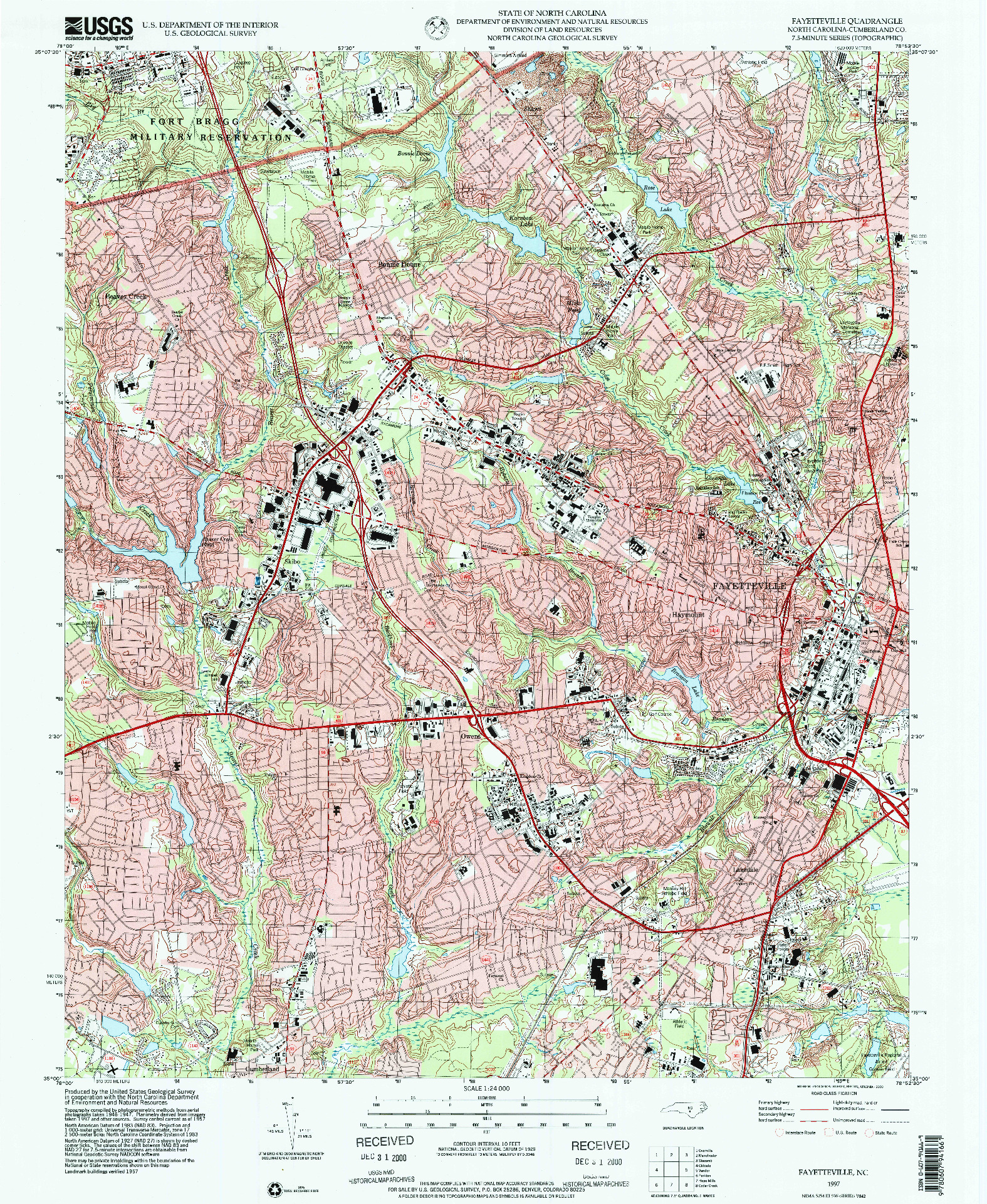 USGS 1:24000-SCALE QUADRANGLE FOR FAYETTEVILLE, NC 1997