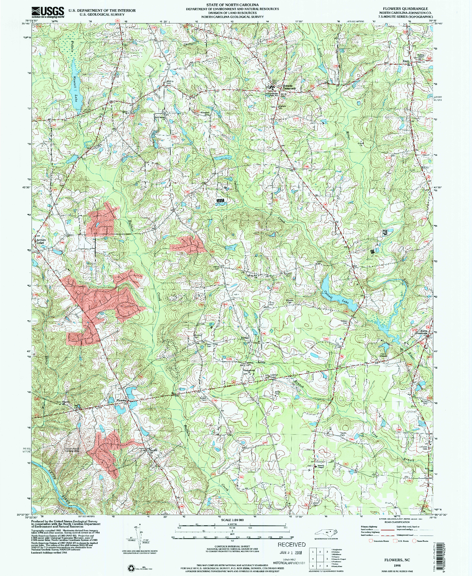 USGS 1:24000-SCALE QUADRANGLE FOR FLOWERS, NC 1998