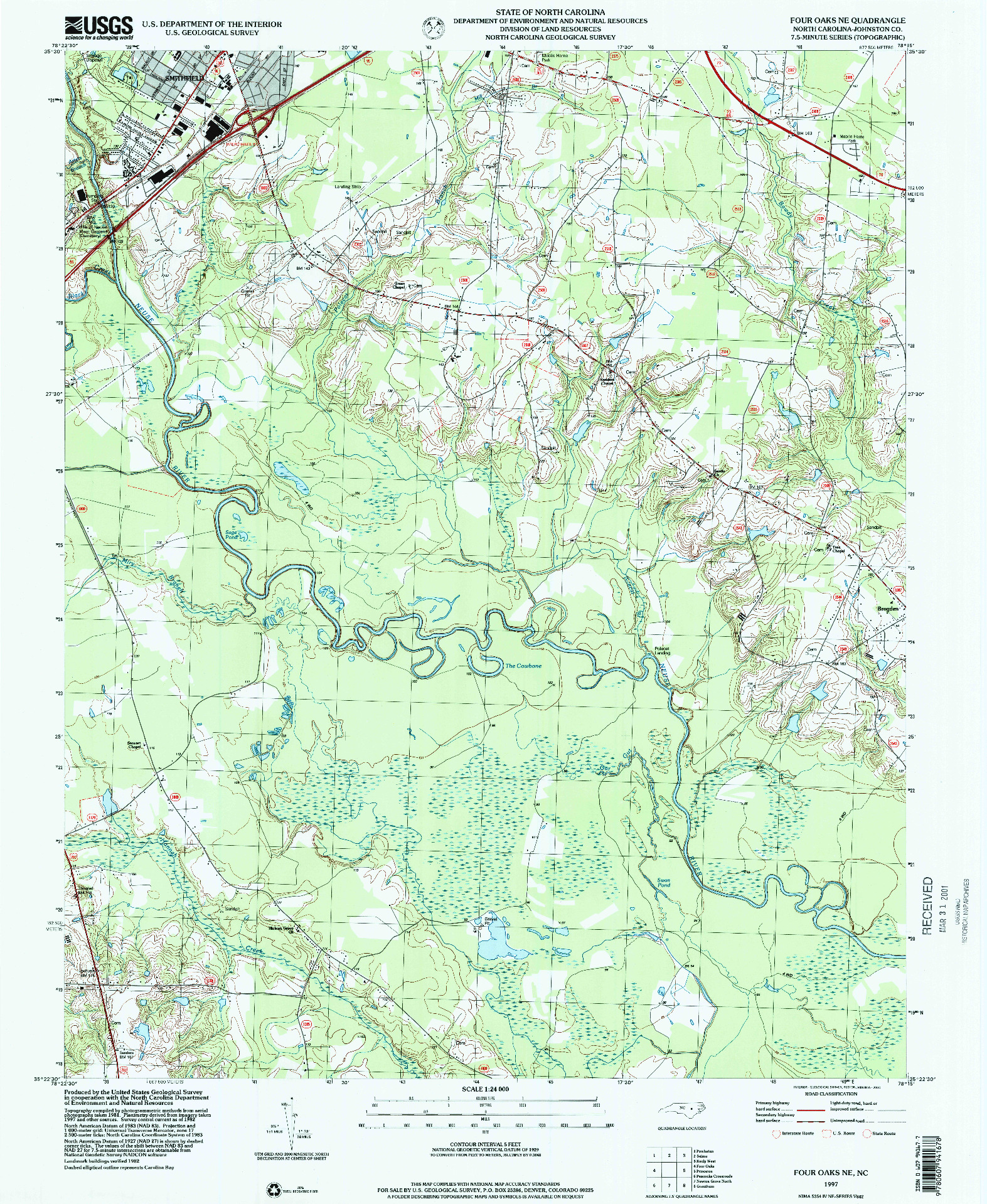 USGS 1:24000-SCALE QUADRANGLE FOR FOUR OAKS NE, NC 1997