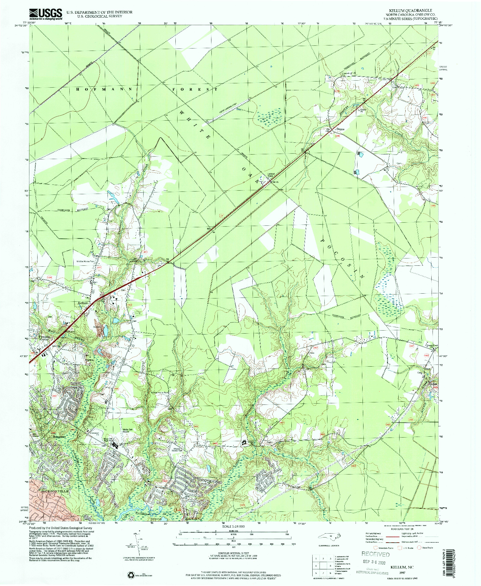 USGS 1:24000-SCALE QUADRANGLE FOR KELLUM, NC 1997