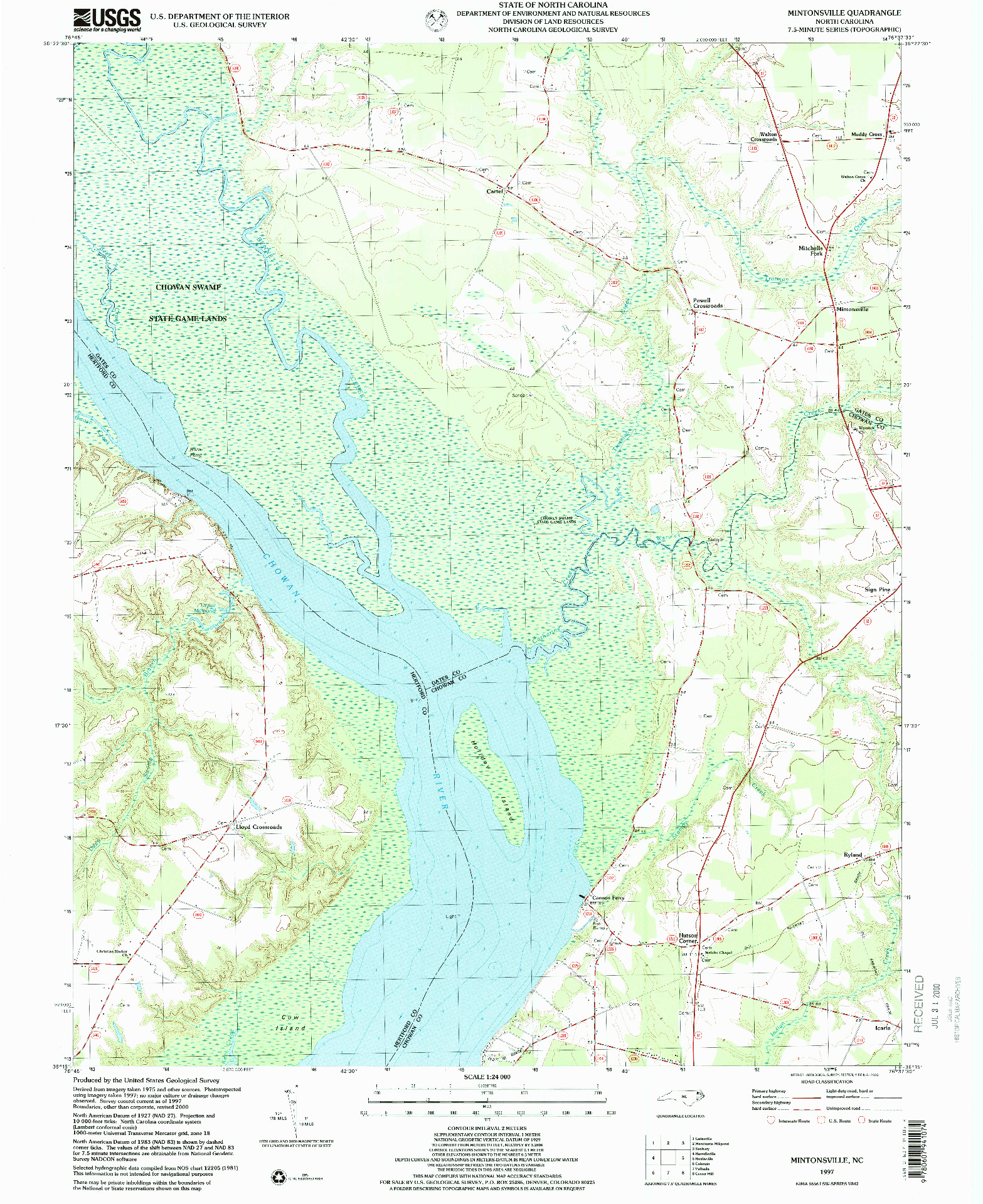 USGS 1:24000-SCALE QUADRANGLE FOR MINTONSVILLE, NC 1997