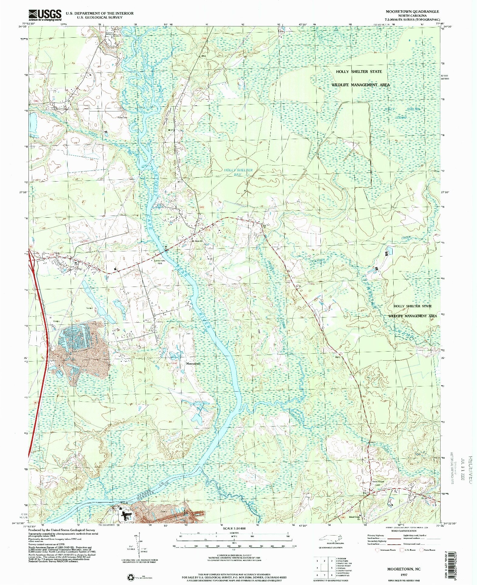 USGS 1:24000-SCALE QUADRANGLE FOR MOORETOWN, NC 1997