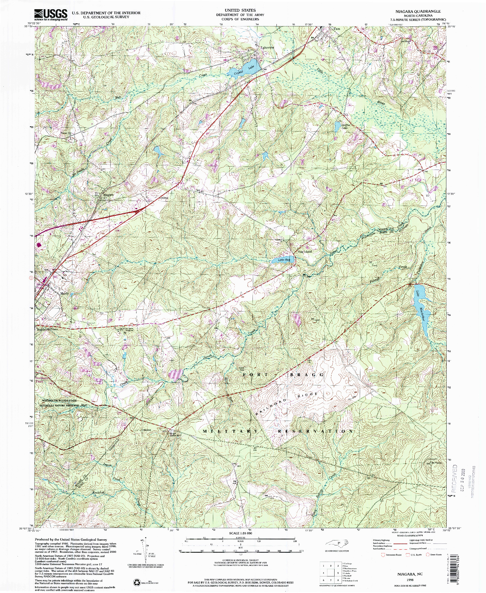 USGS 1:24000-SCALE QUADRANGLE FOR NIAGARA, NC 1998