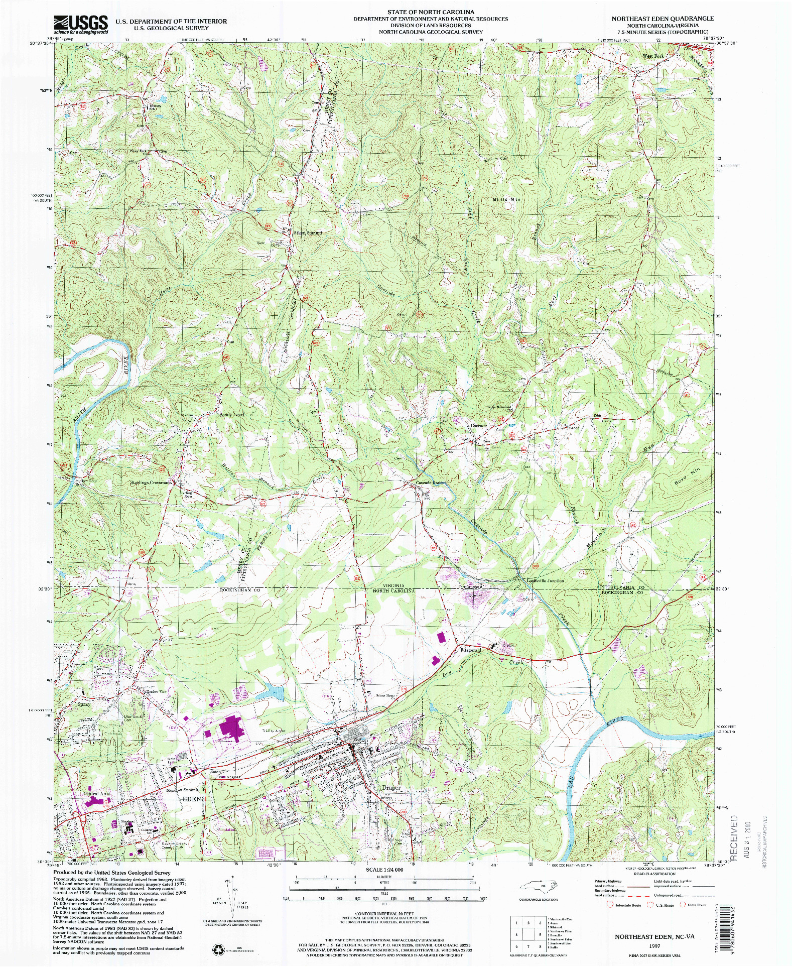 USGS 1:24000-SCALE QUADRANGLE FOR NORTHEAST EDEN, NC 1997
