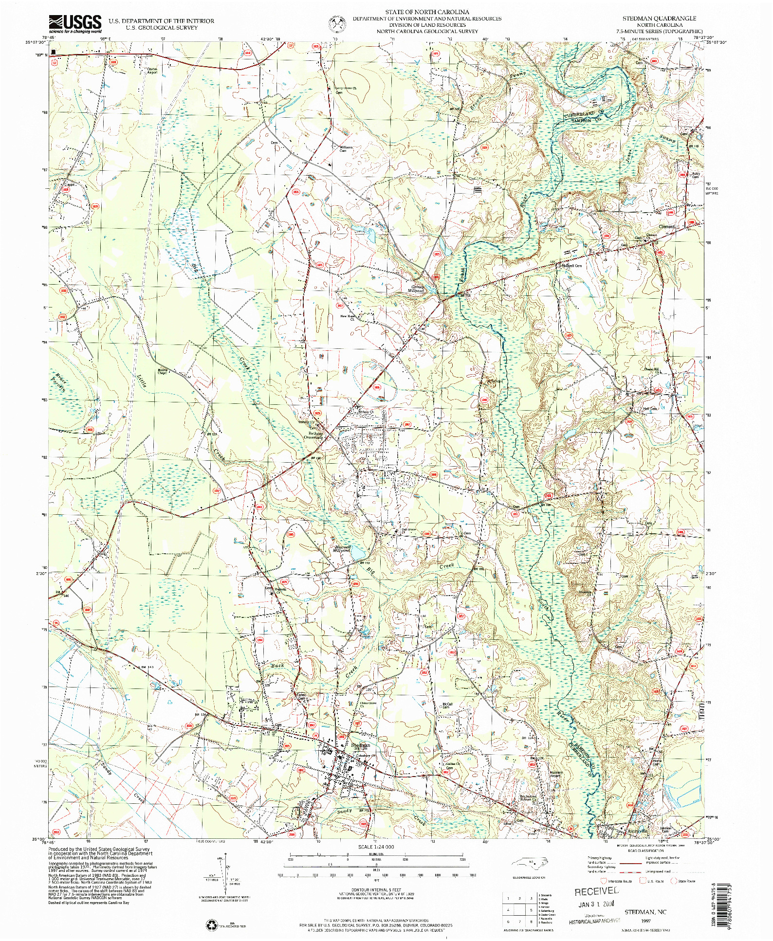 USGS 1:24000-SCALE QUADRANGLE FOR STEDMAN, NC 1997