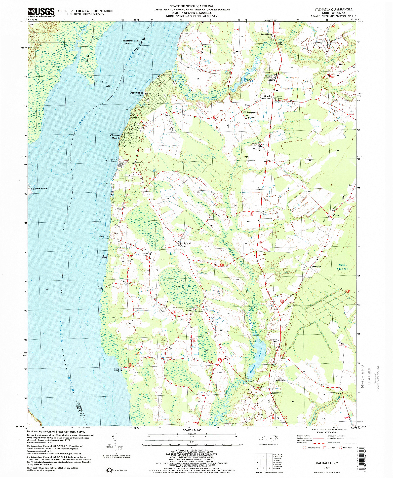 USGS 1:24000-SCALE QUADRANGLE FOR VALHALLA, NC 1997