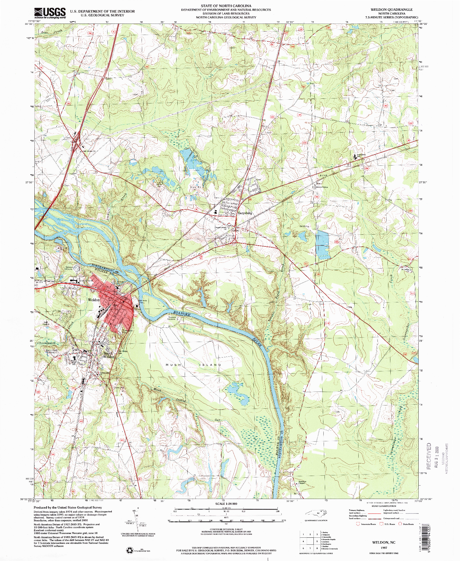 USGS 1:24000-SCALE QUADRANGLE FOR WELDON, NC 1997