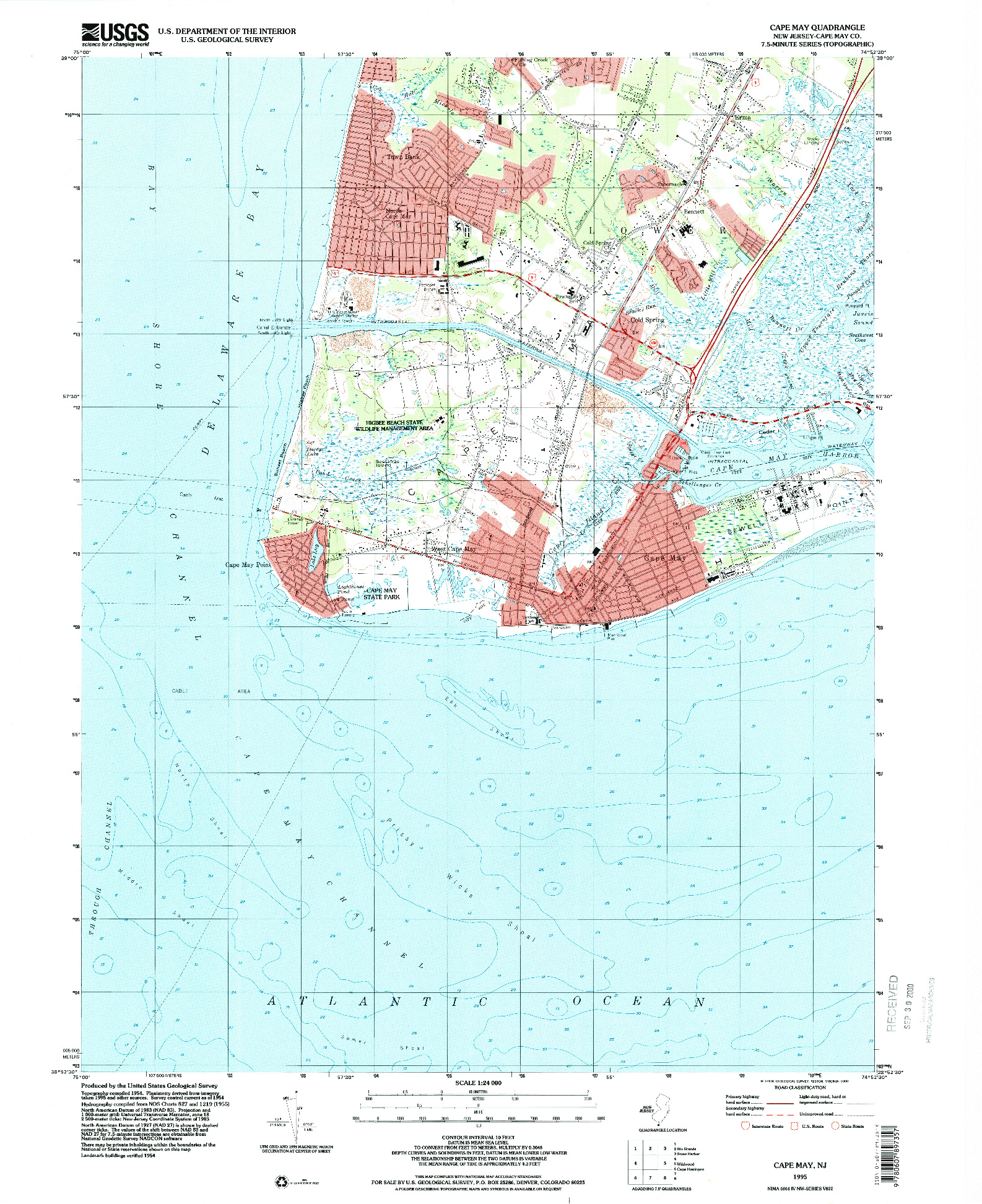 USGS 1:24000-SCALE QUADRANGLE FOR CAPE MAY, NJ 1995