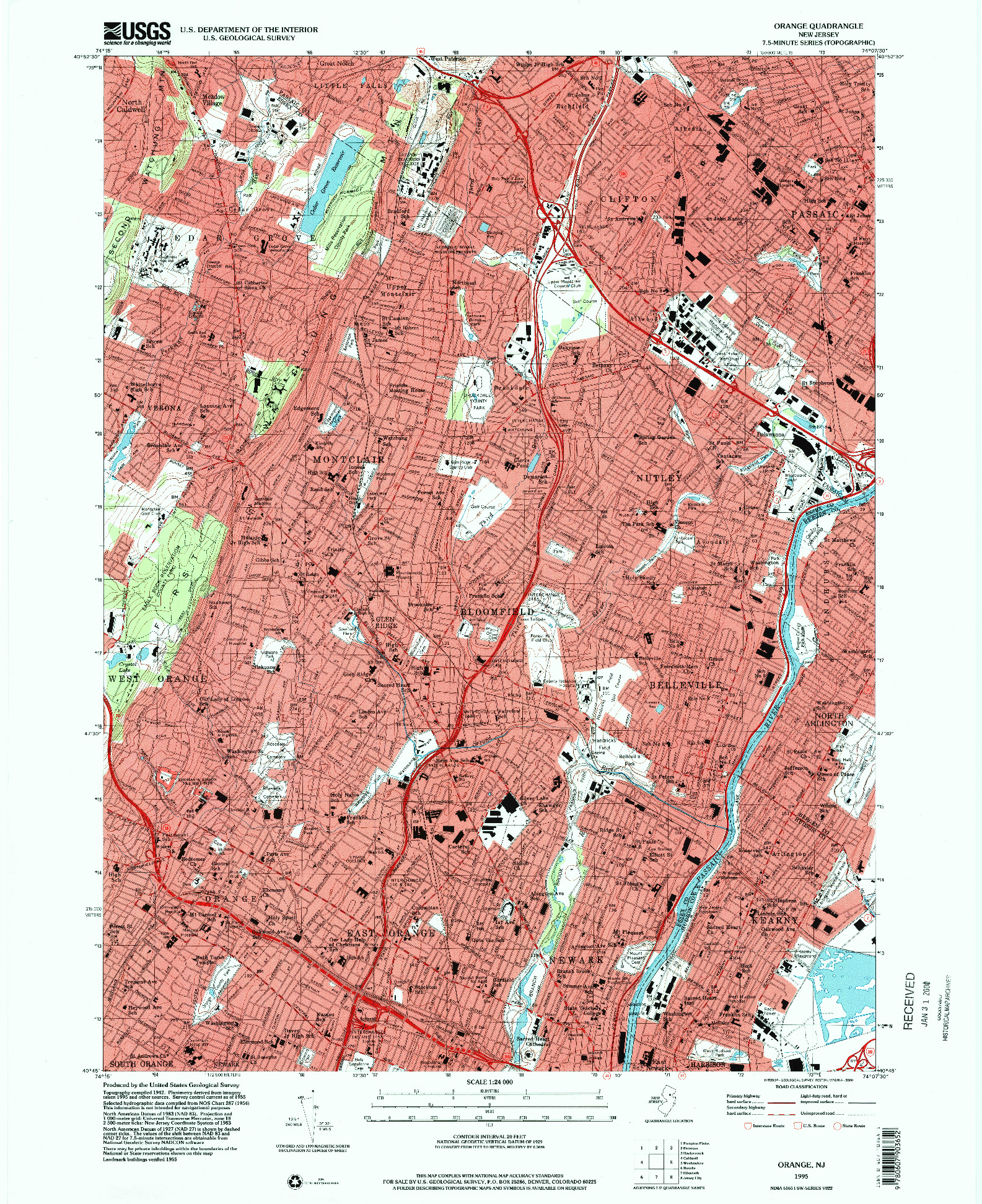 USGS 1:24000-SCALE QUADRANGLE FOR ORANGE, NJ 1995