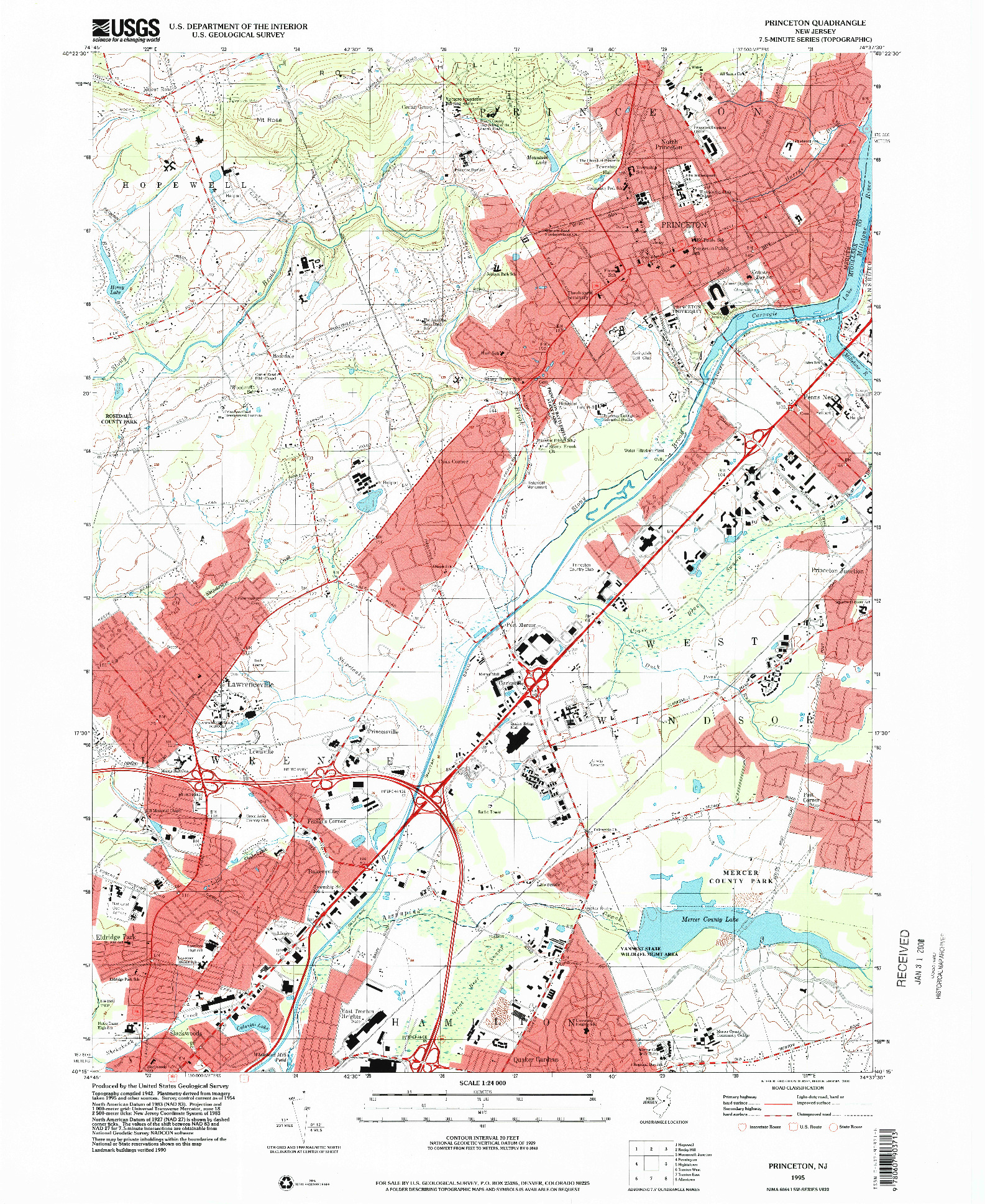 USGS 1:24000-SCALE QUADRANGLE FOR PRINCETON, NJ 1995