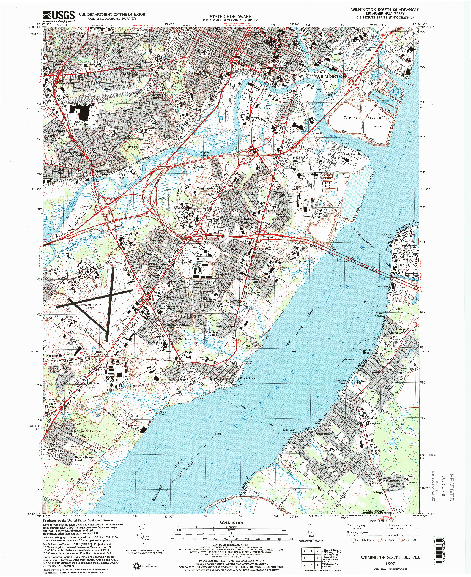 USGS 1:24000-SCALE QUADRANGLE FOR WILMINGTON SOUTH, DE 1997