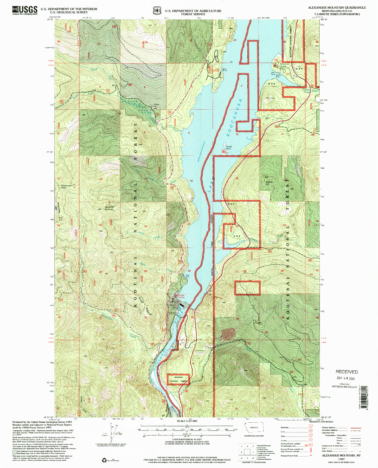 USGS 1:24000-SCALE QUADRANGLE FOR ALEXANDER MOUNTAIN, MT 1997